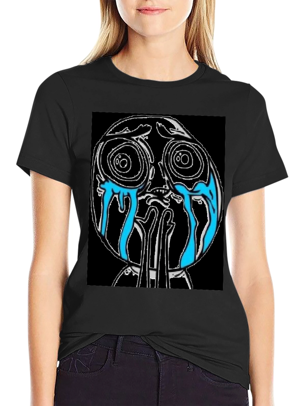 Crying Cartoon Character Graphic Tee