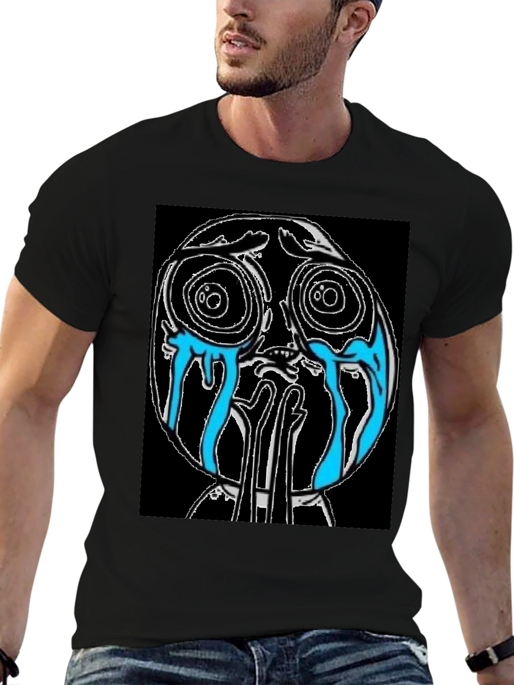 Crying Cartoon Character Graphic Tee