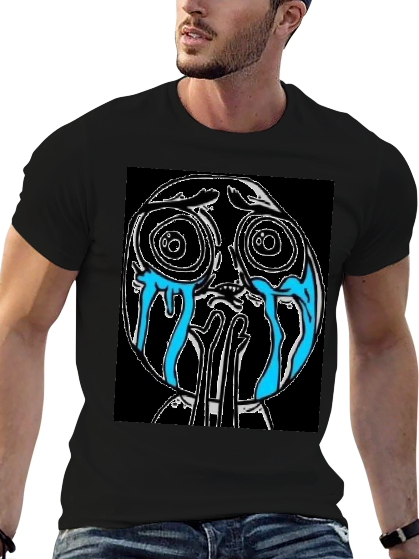 Crying Cartoon Character Graphic Tee