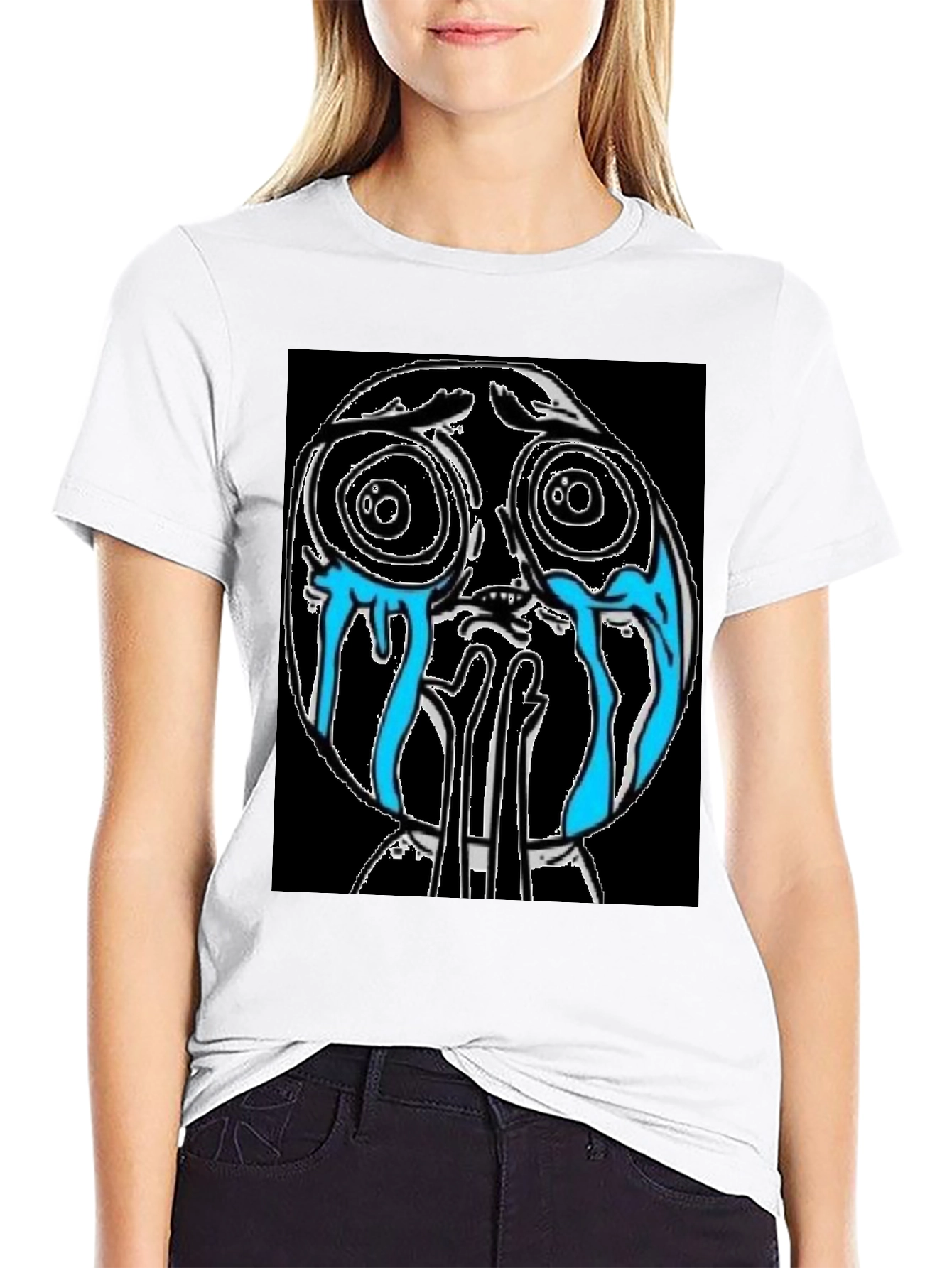 Crying Cartoon Character Graphic Tee