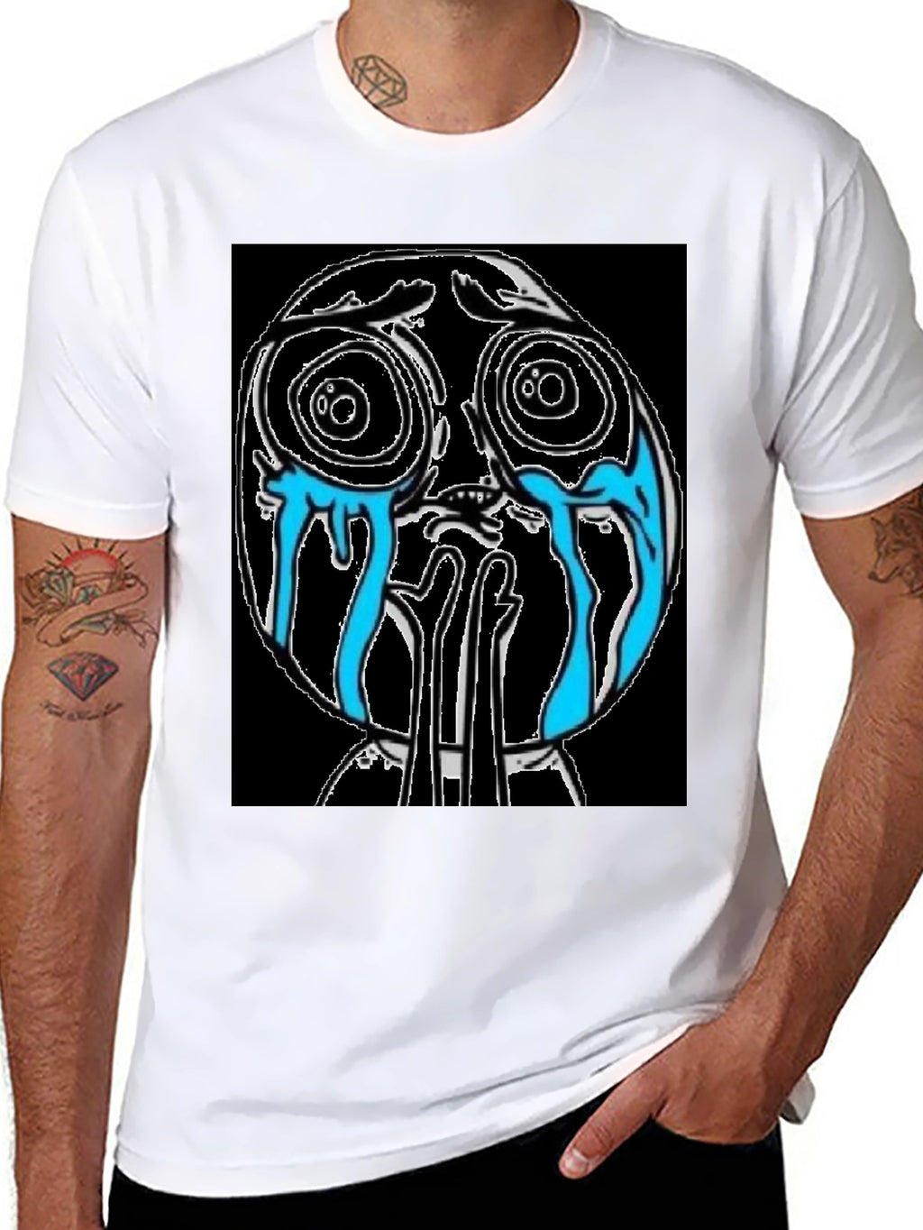 Crying Cartoon Character Graphic Tee