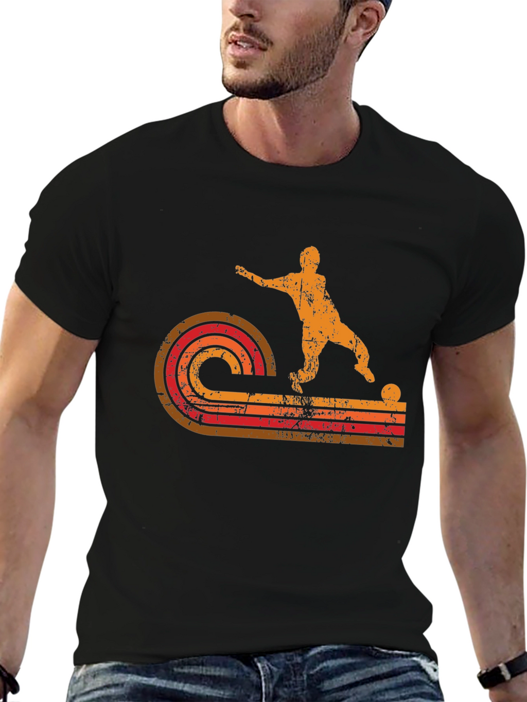 Retro Soccer Player Graphic T-Shirt