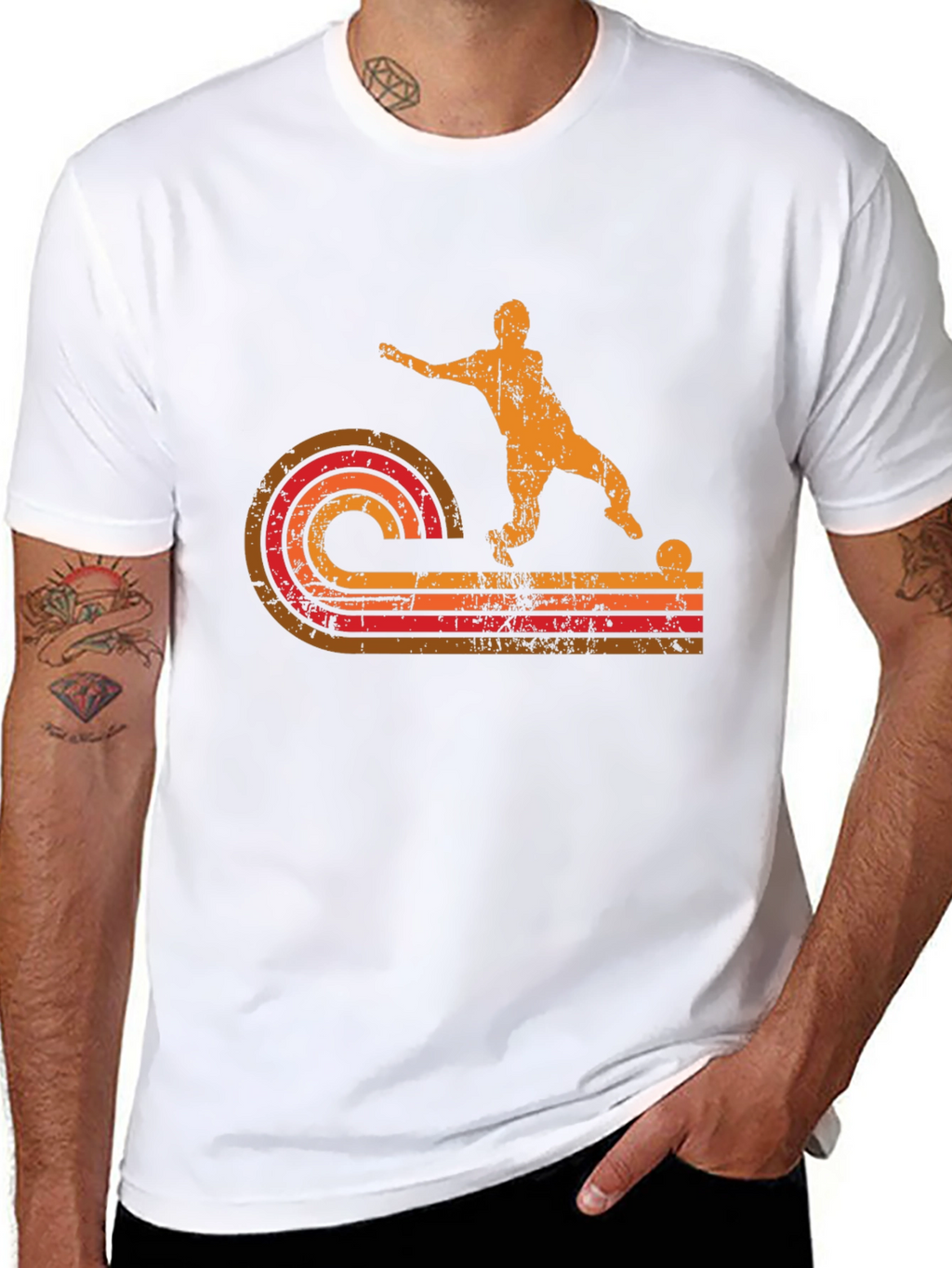 Retro Soccer Player Graphic T-Shirt