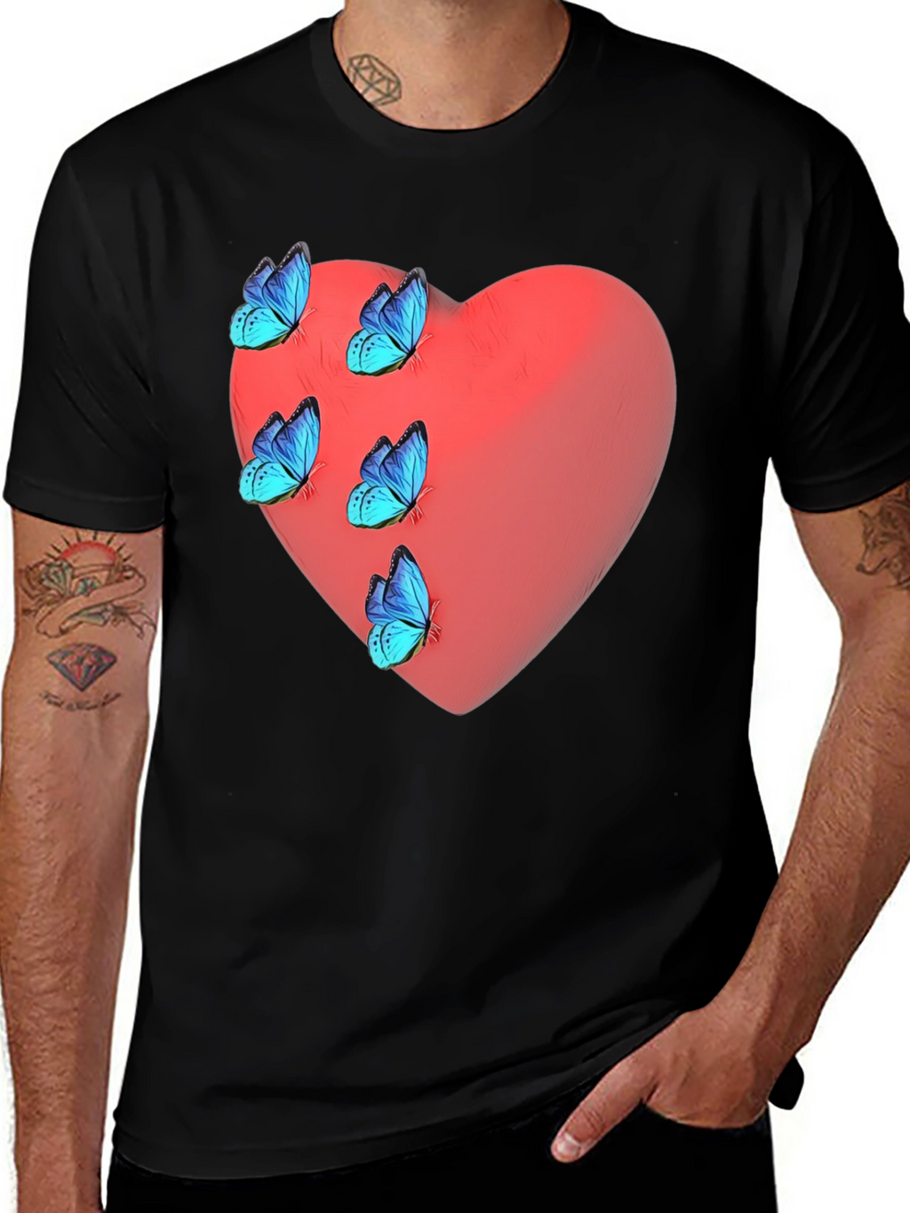 Heart & Butterfly Graphic T-Shirt