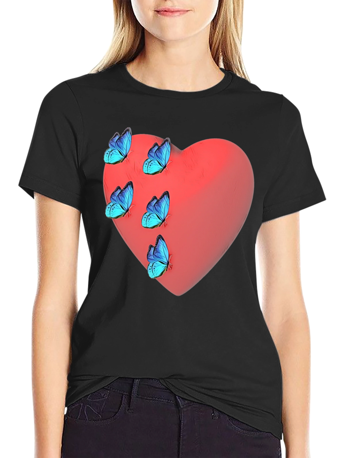 Heart & Butterfly Graphic T-Shirt