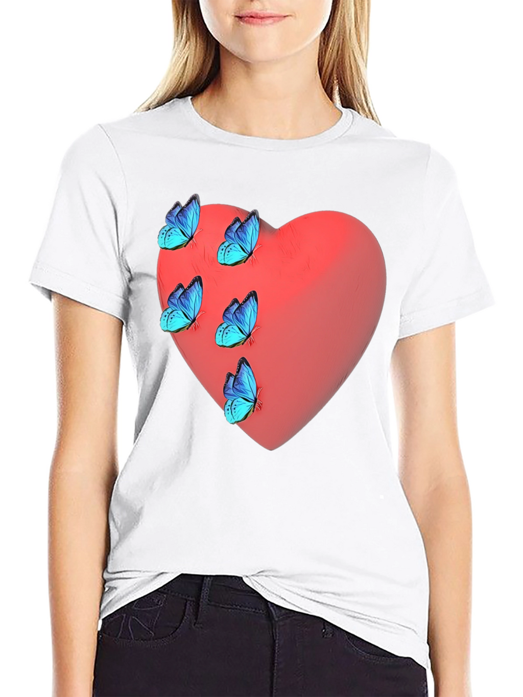 Heart & Butterfly Graphic T-Shirt