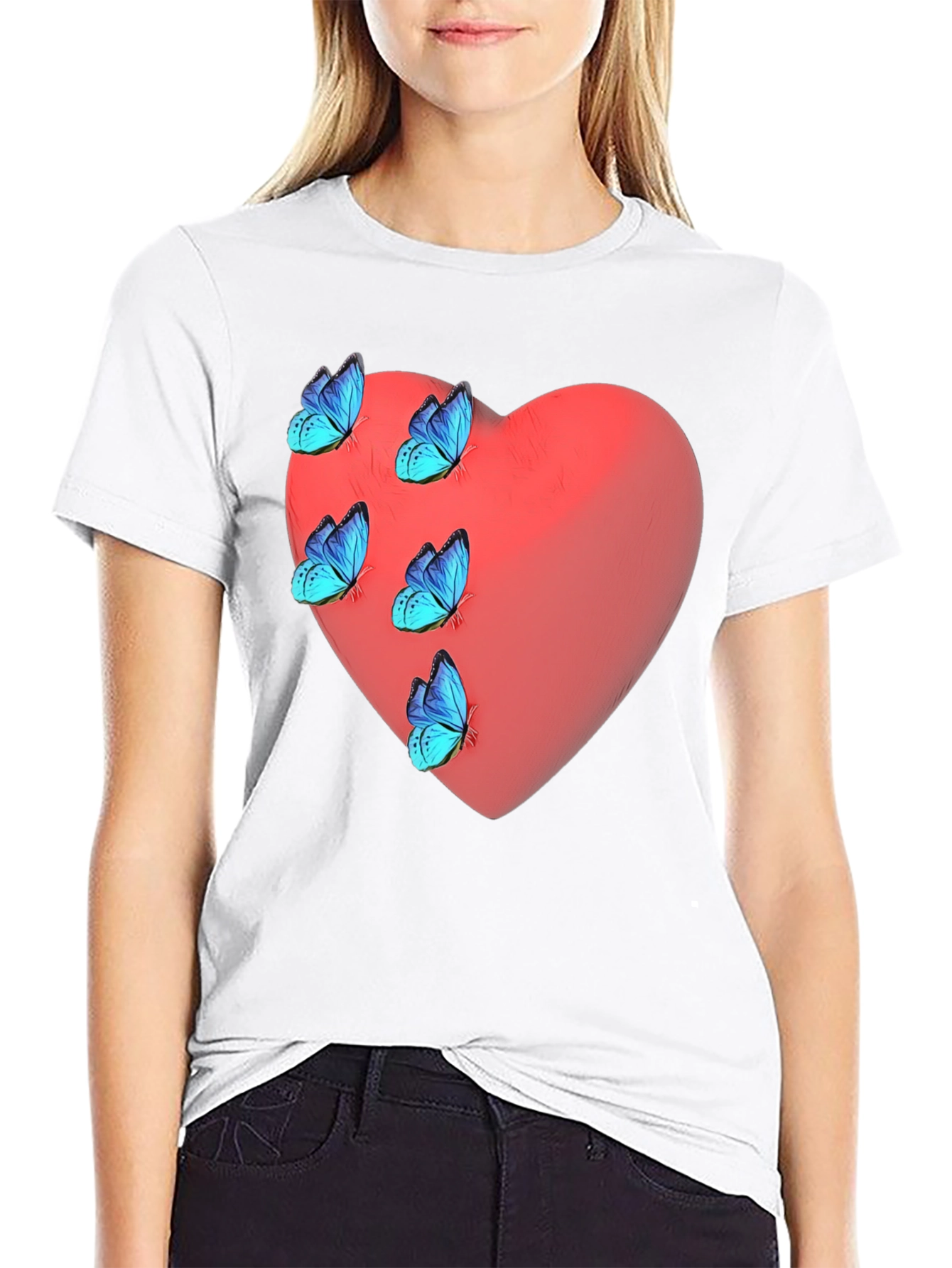 Heart & Butterfly Graphic T-Shirt