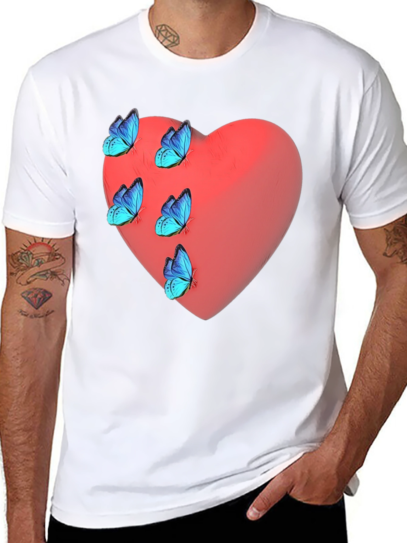 Heart & Butterfly Graphic T-Shirt