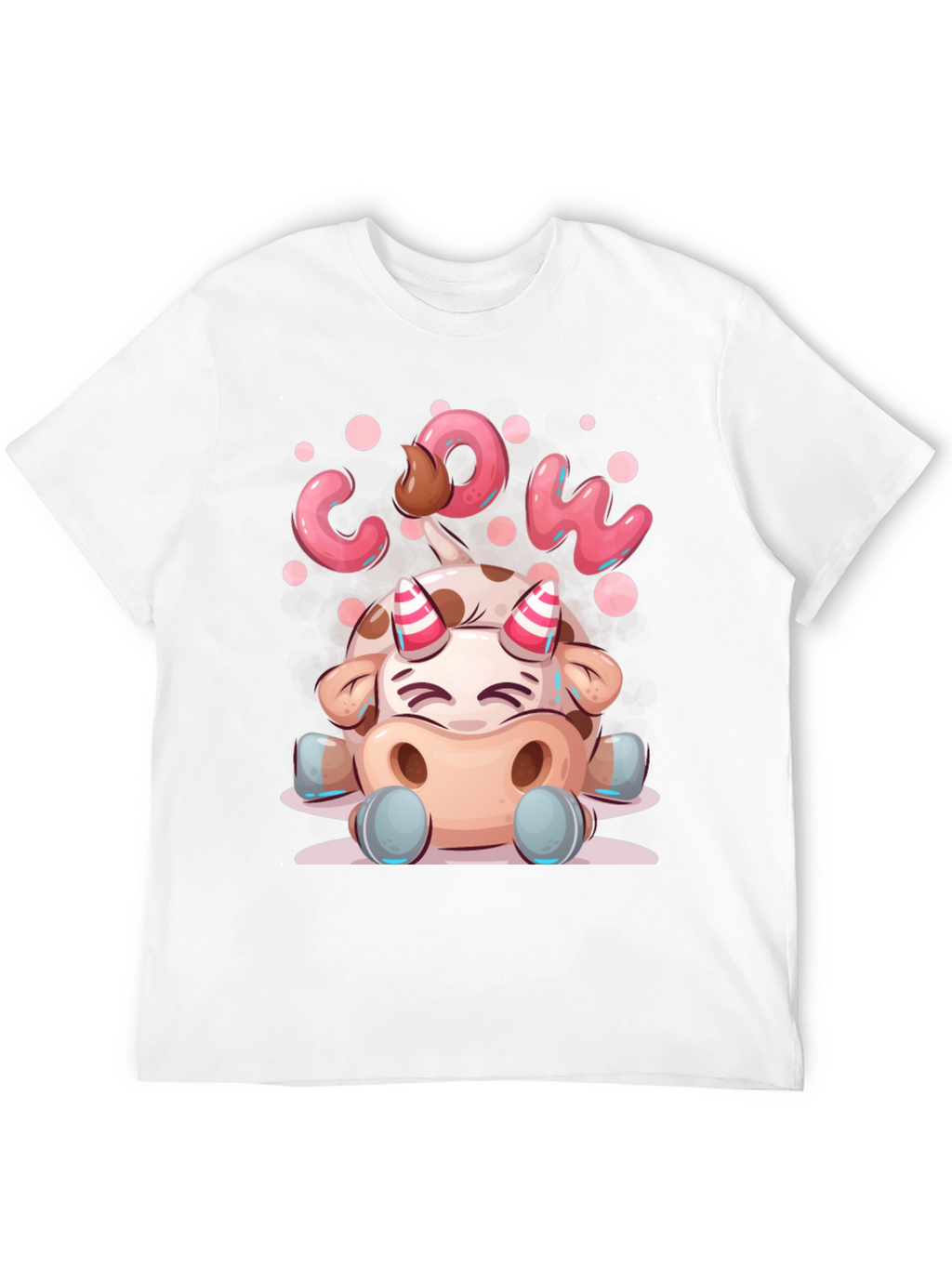 Cartoon Cow Graphic Tee - Black