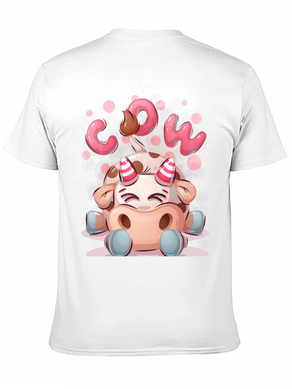 Cartoon Cow Graphic Tee - Black