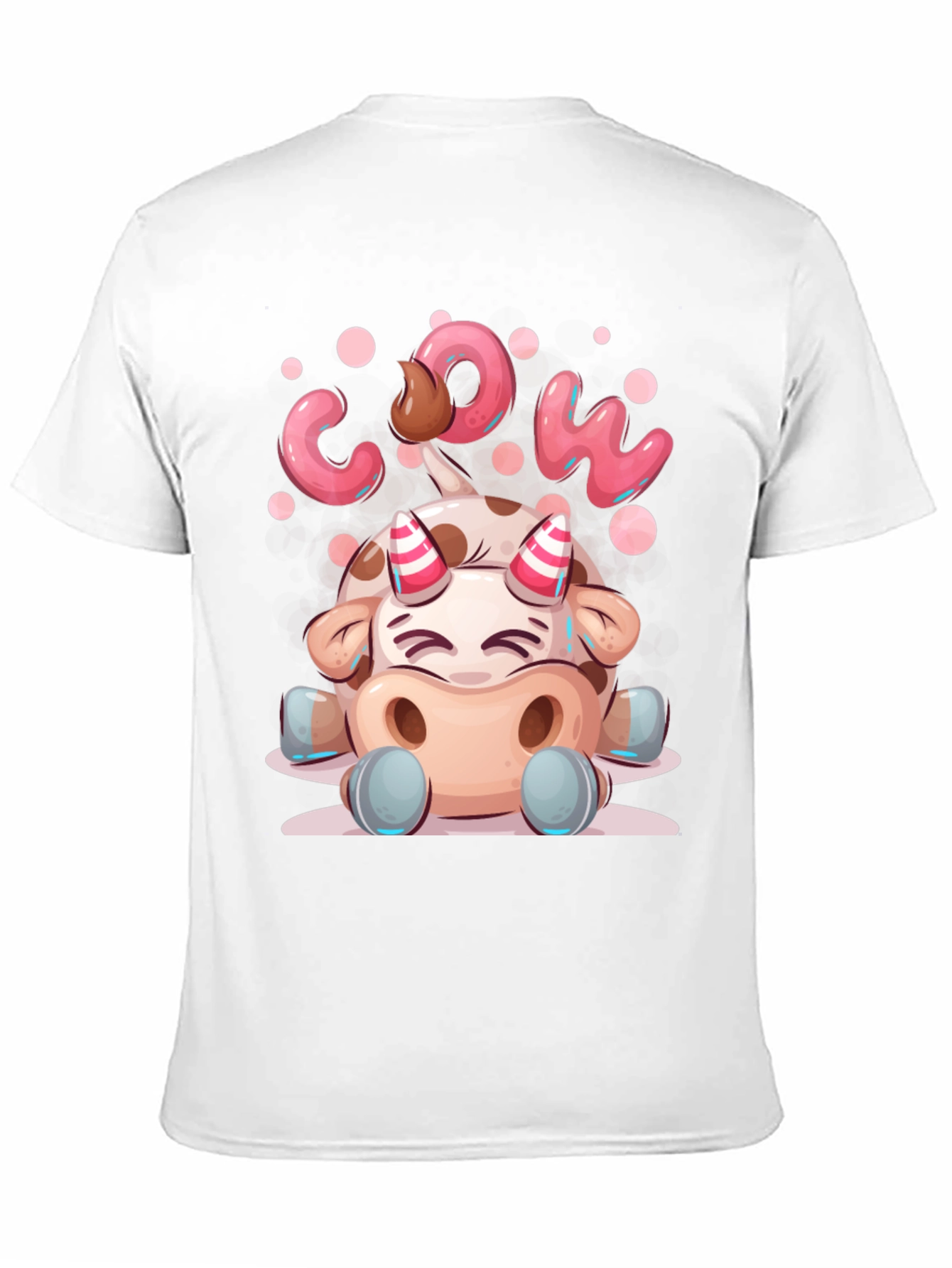 Cartoon Cow Graphic Tee - Black