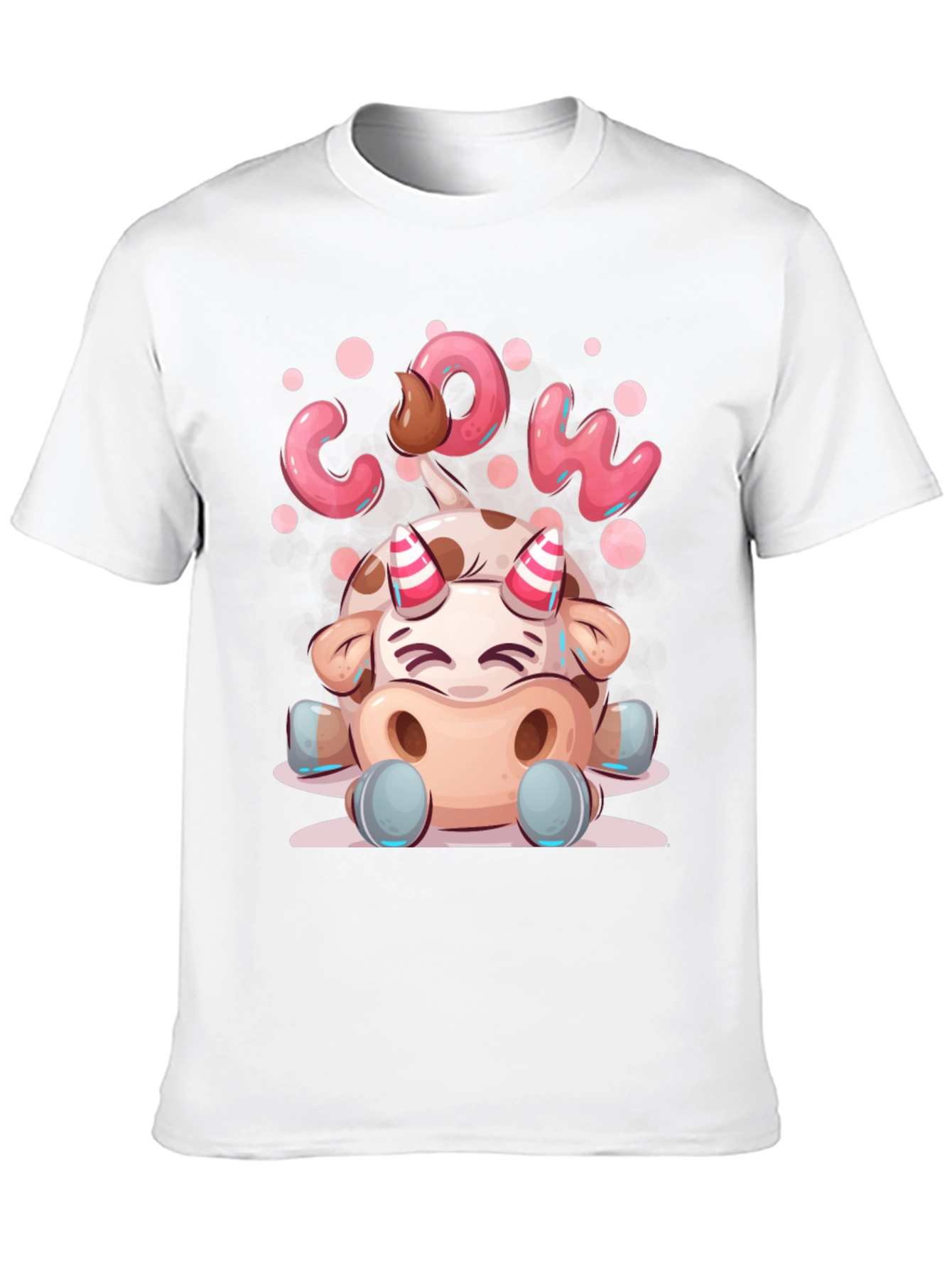 Cartoon Cow Graphic Tee - Black