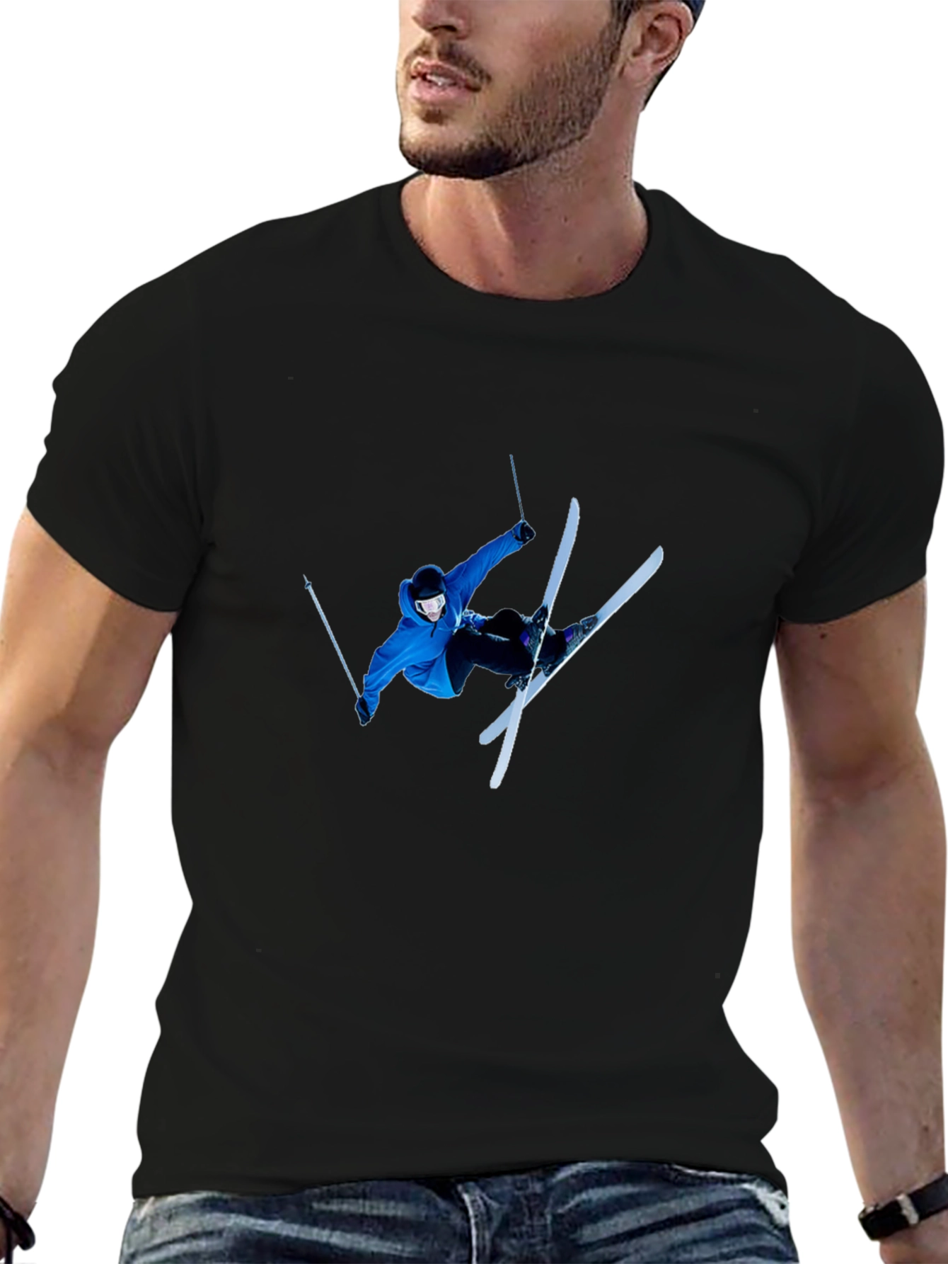 Skiing Stunt T-Shirt - Black