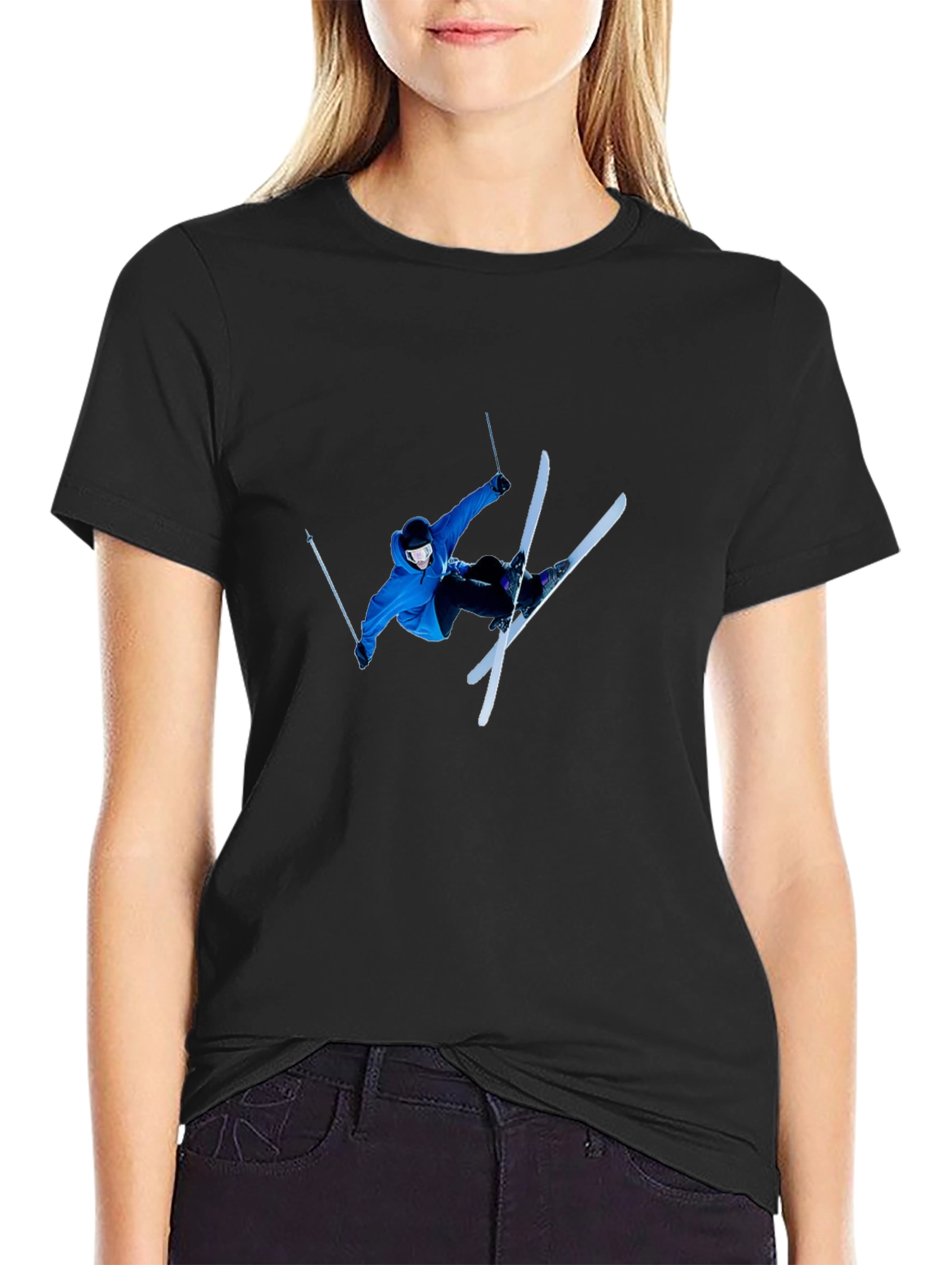 Skiing Stunt T-Shirt - Black