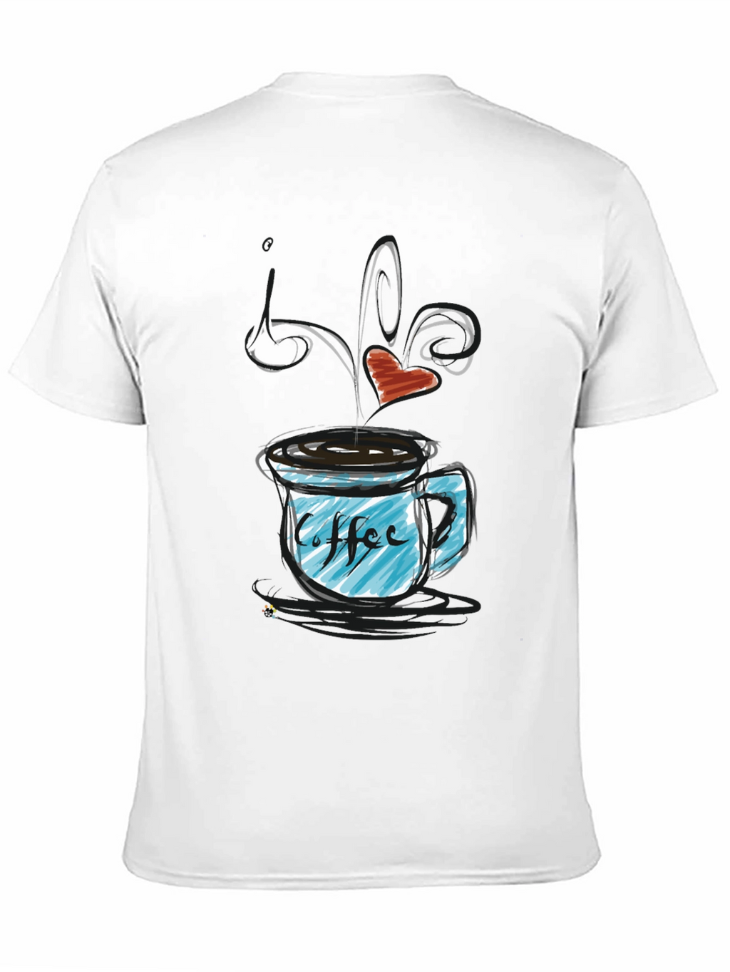 Coffee Lovers Graphic T-Shirt - Heart Steaming Mug