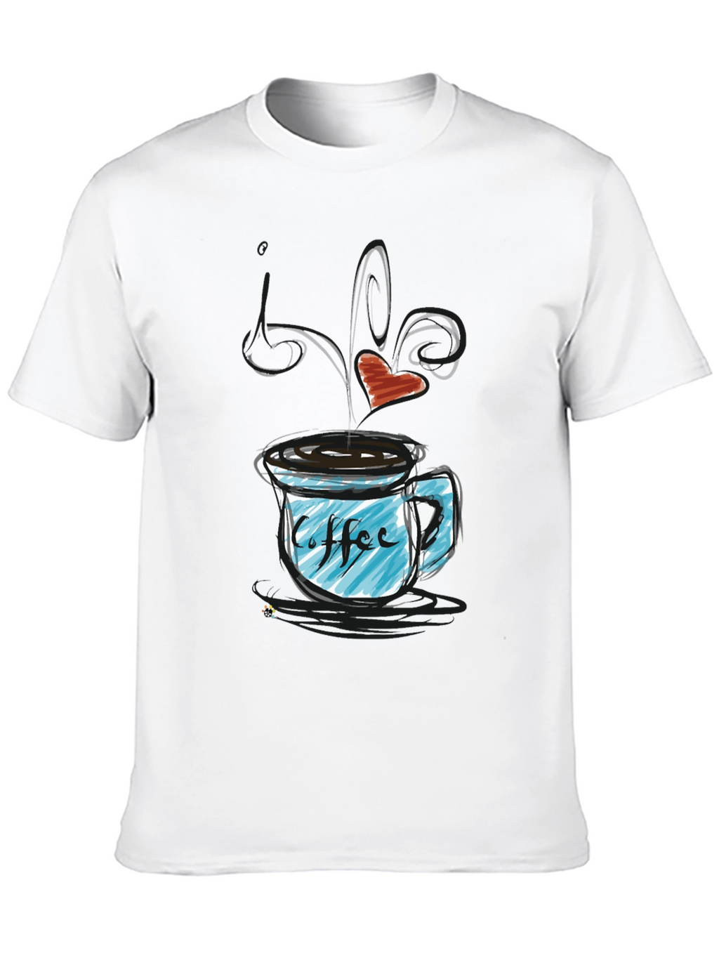 Coffee Lovers Graphic T-Shirt - Heart Steaming Mug