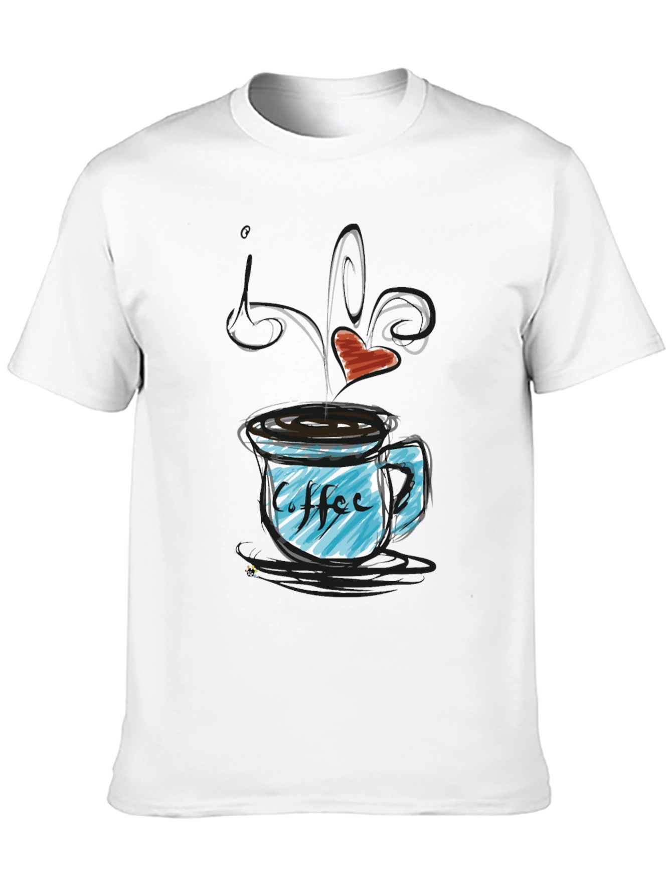 Coffee Lovers Graphic T-Shirt - Heart Steaming Mug