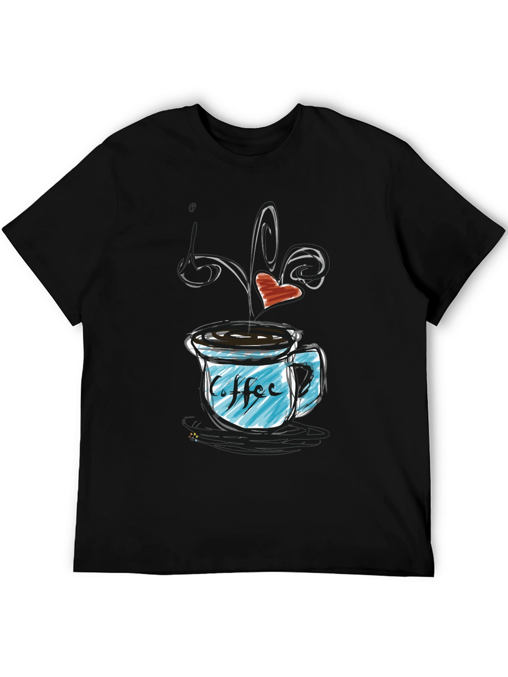 Coffee Lovers Graphic T-Shirt - Heart Steaming Mug