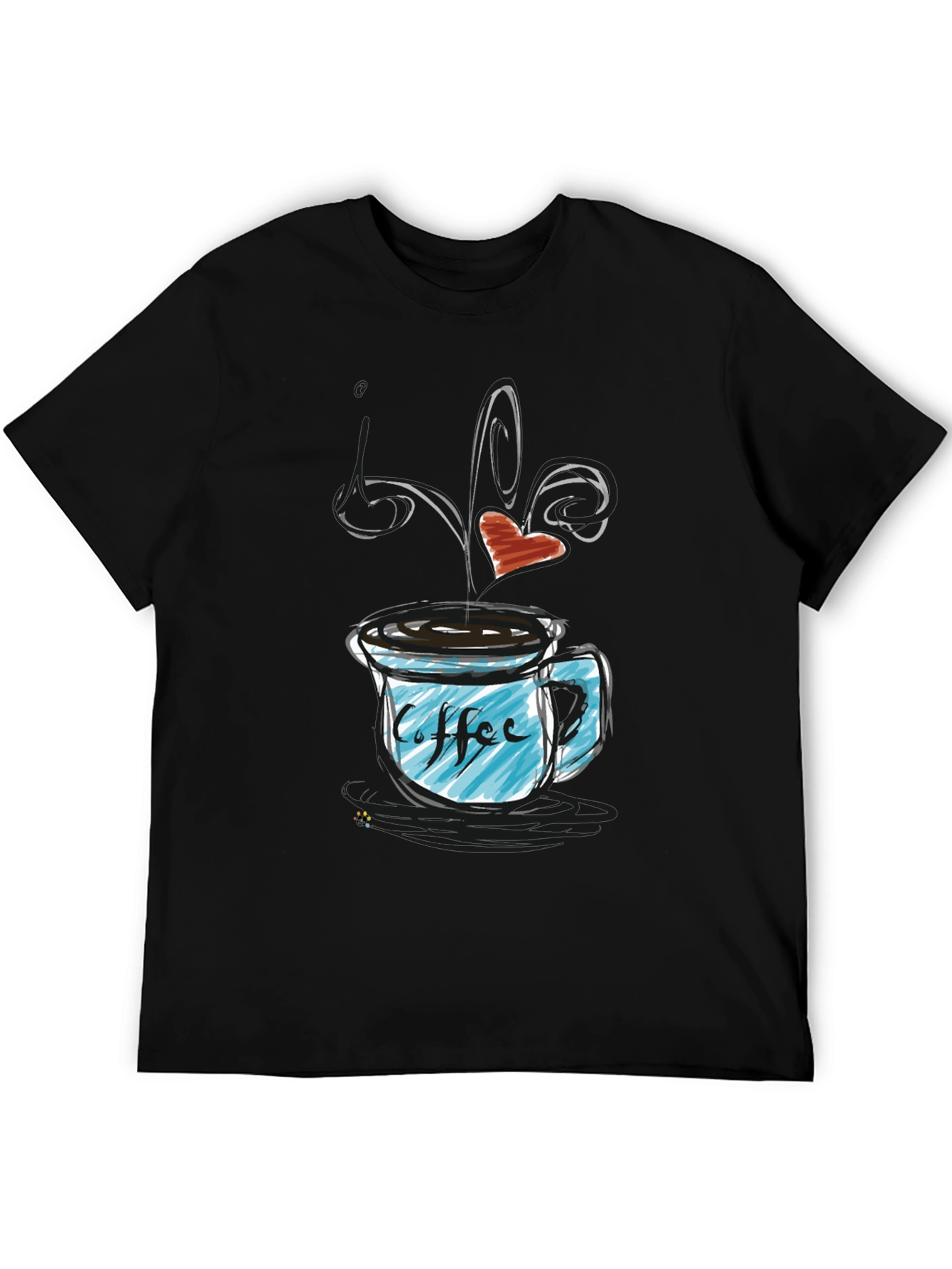 Coffee Lovers Graphic T-Shirt - Heart Steaming Mug
