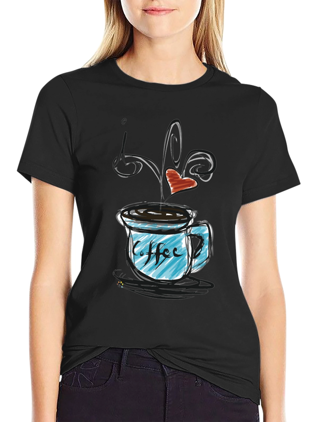 Coffee Lovers Graphic T-Shirt - Heart Steaming Mug