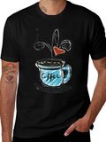 Coffee Lovers Graphic T-Shirt - Heart Steaming Mug