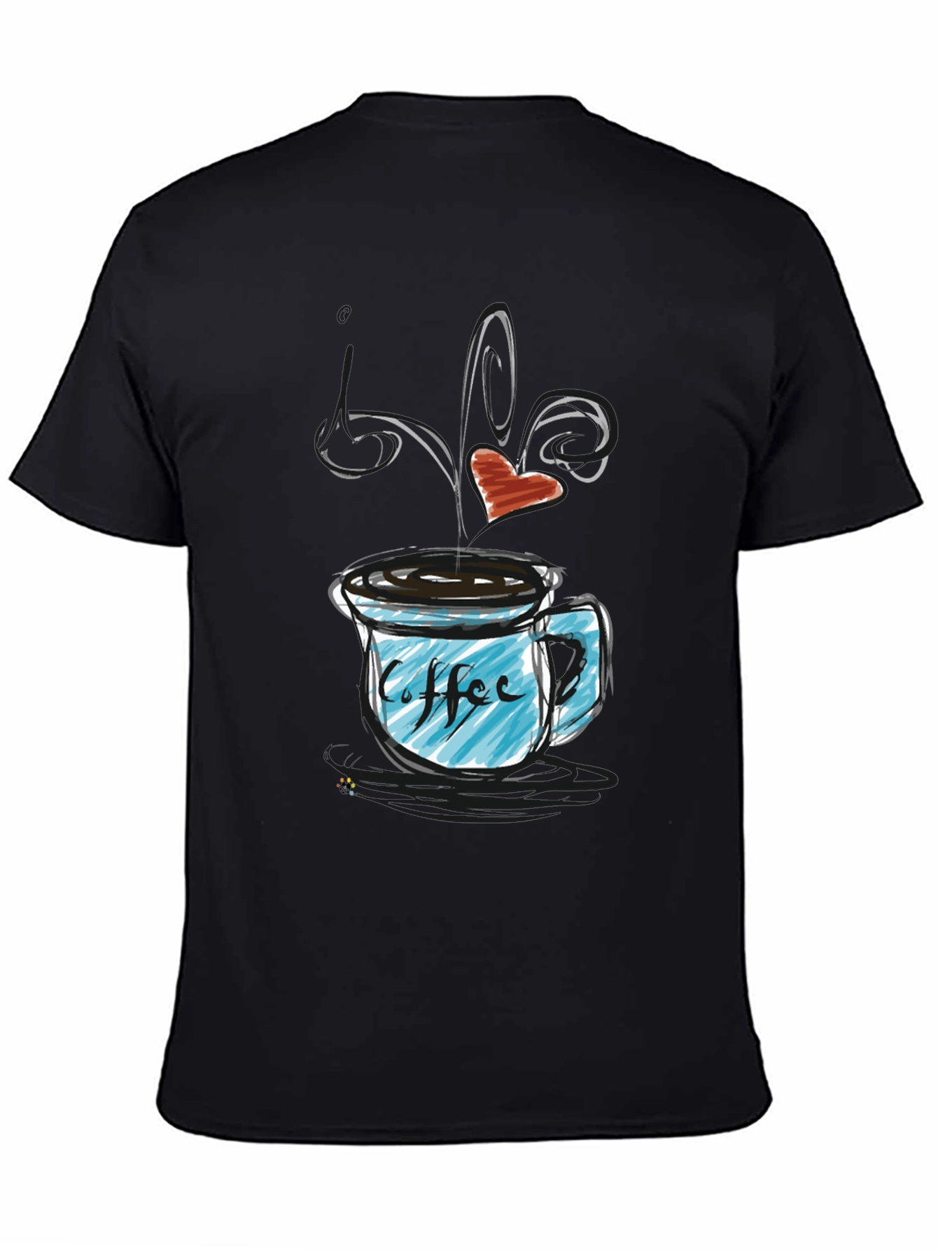 Coffee Lovers Graphic T-Shirt - Heart Steaming Mug