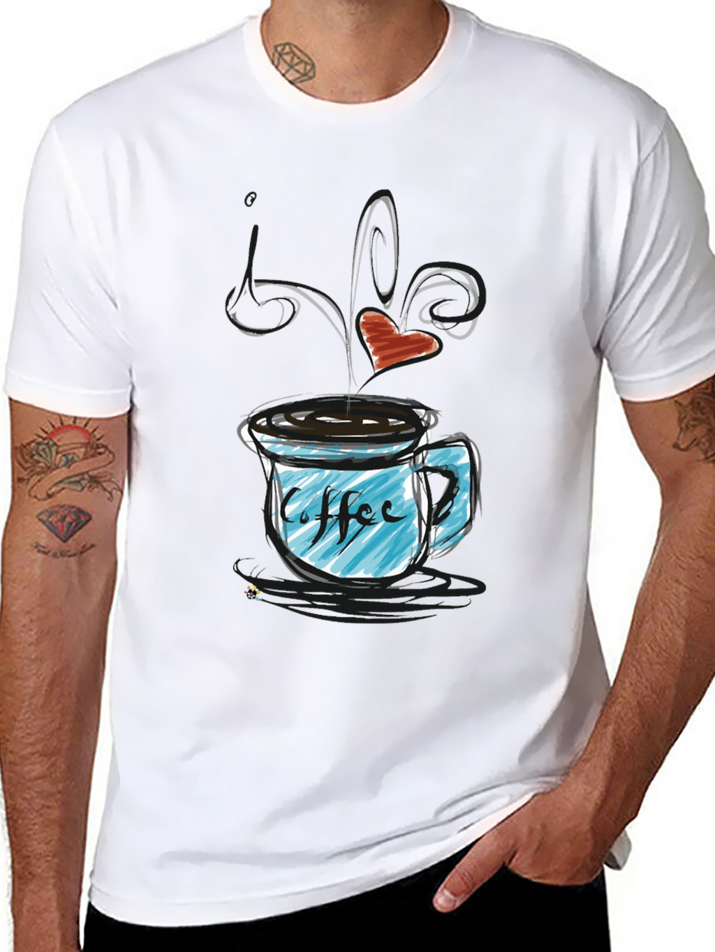 Coffee Lovers Graphic T-Shirt - Heart Steaming Mug