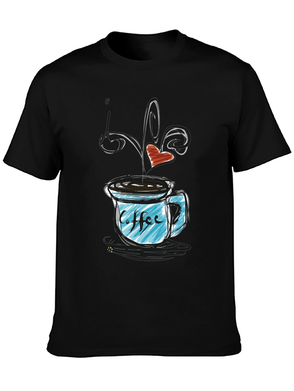 Coffee Lovers Graphic T-Shirt - Heart Steaming Mug