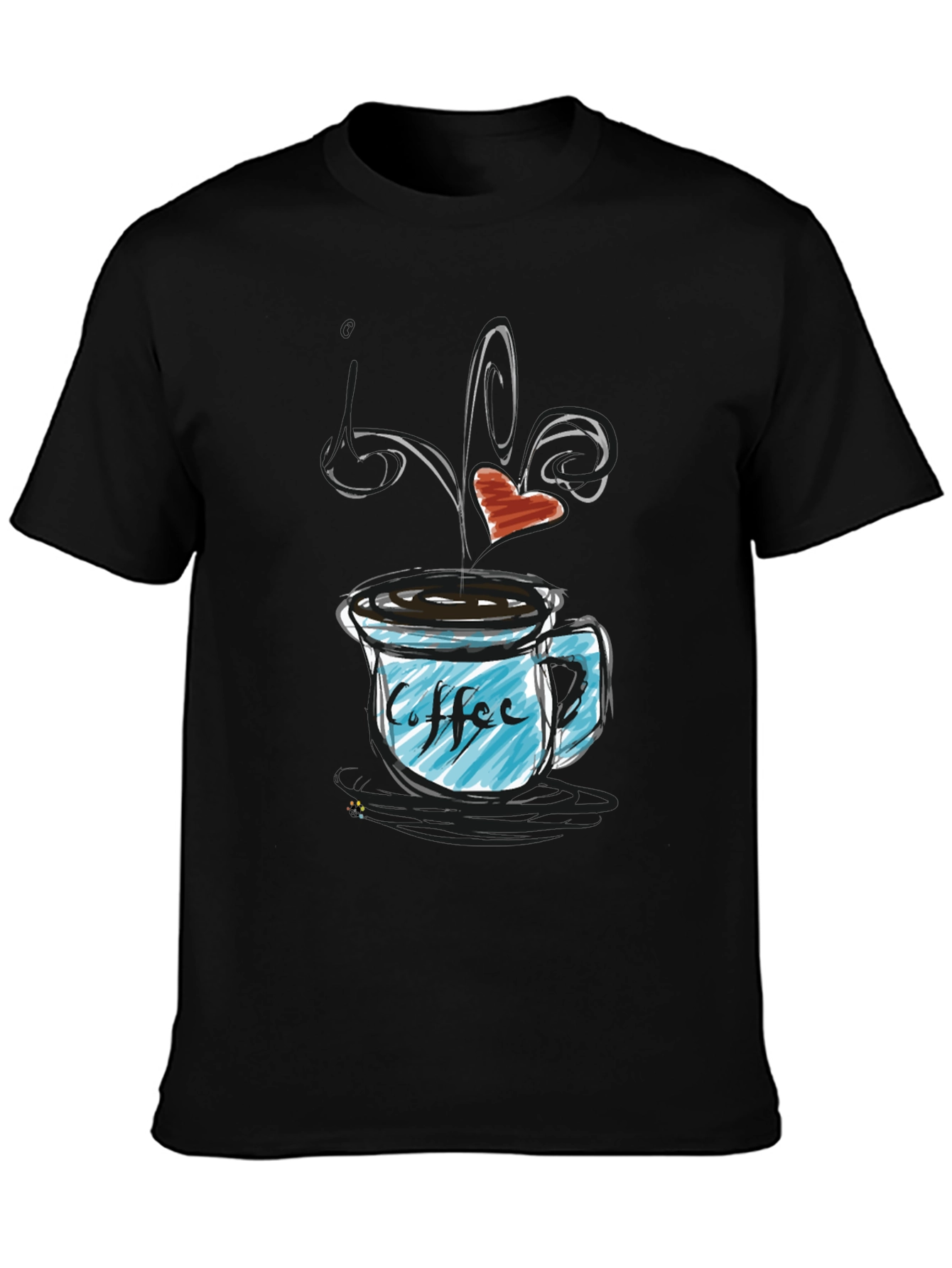 Coffee Lovers Graphic T-Shirt - Heart Steaming Mug