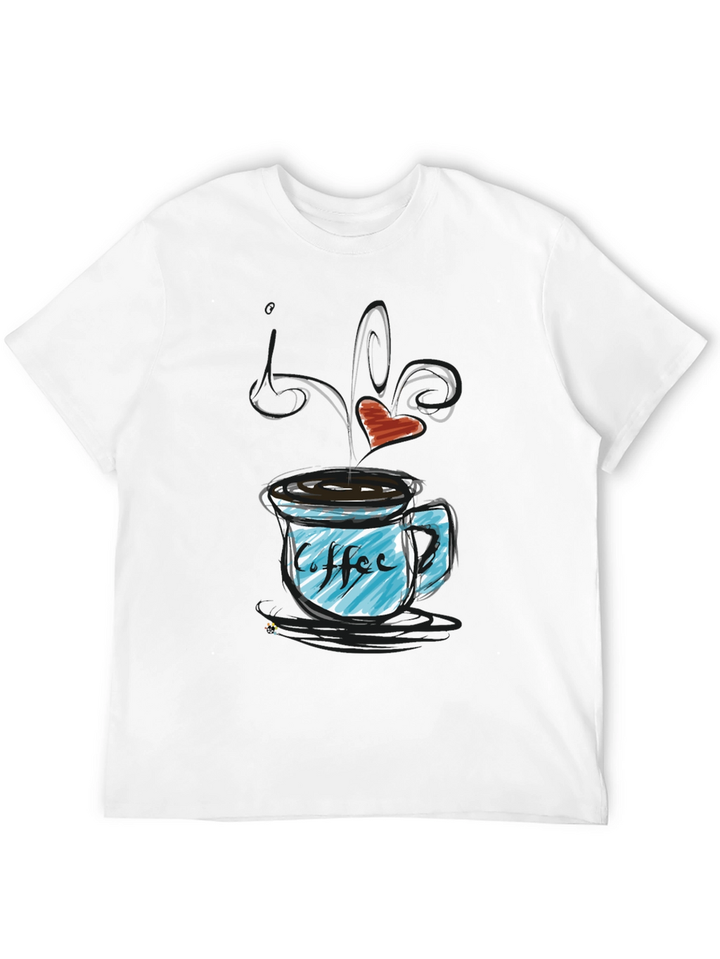 Coffee Lovers Graphic T-Shirt - Heart Steaming Mug