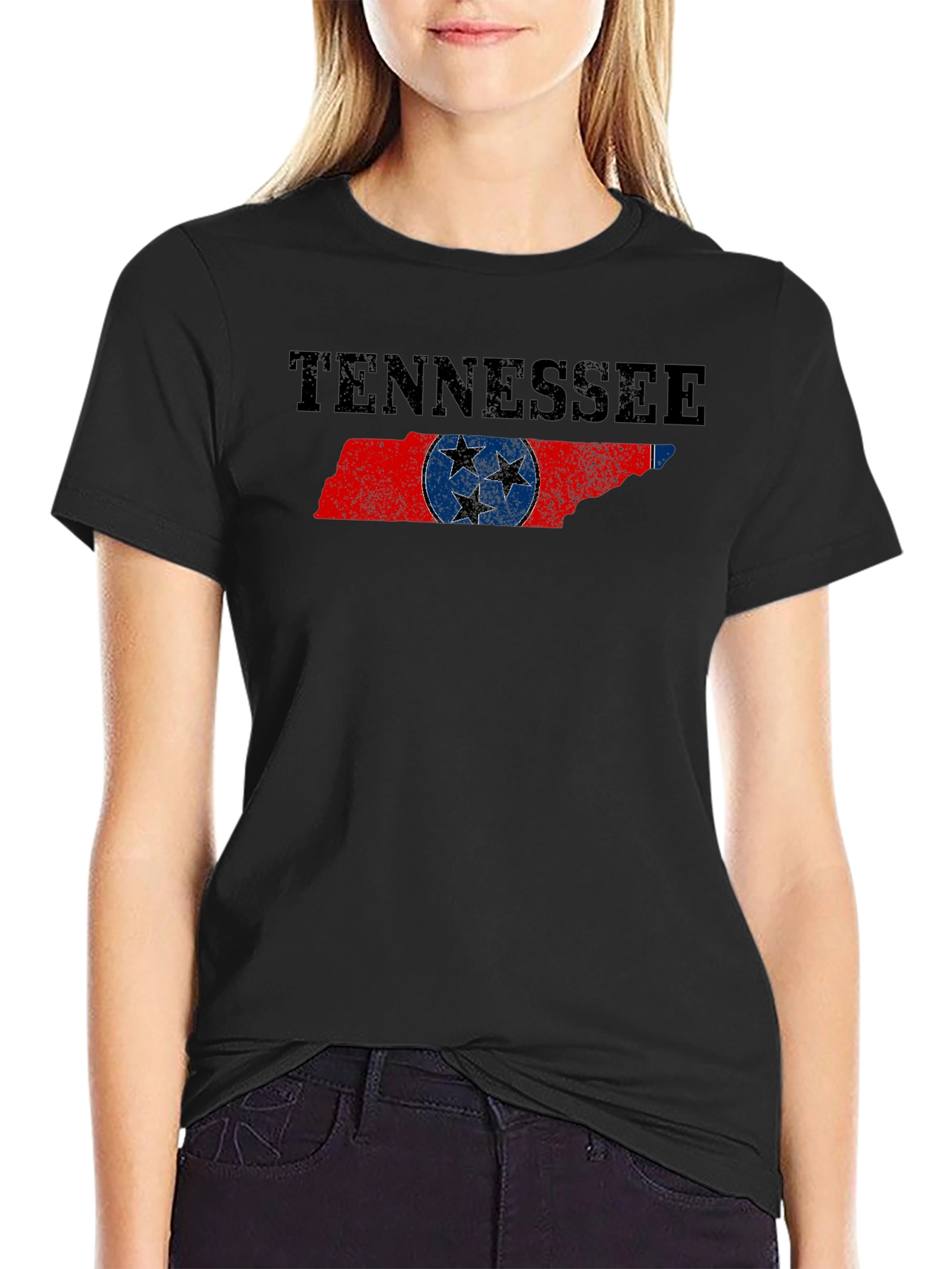 Tennessee Flag Graphic Print Black T-Shirt
