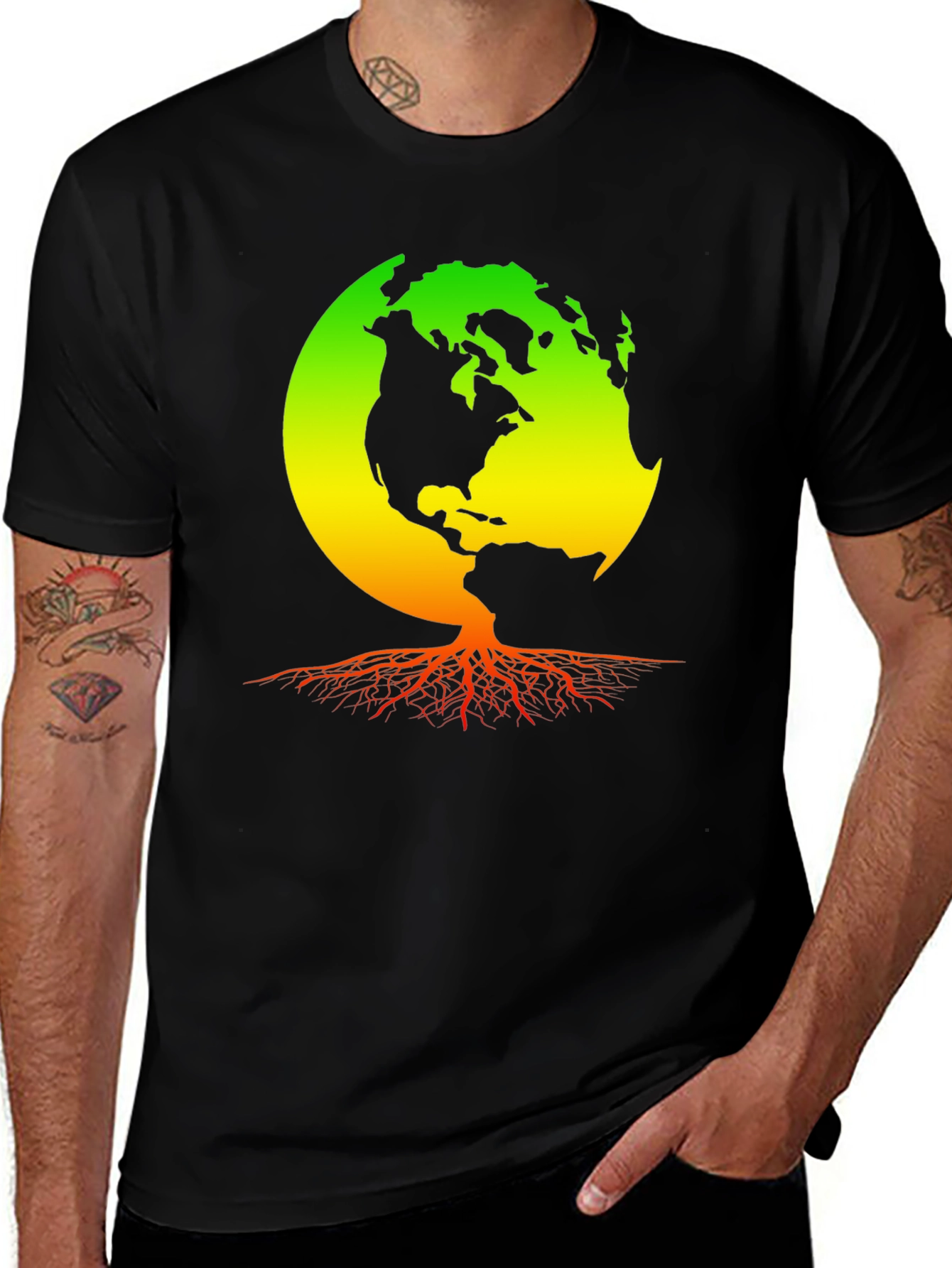 Earth Roots T-Shirt - Rastafarian World Design