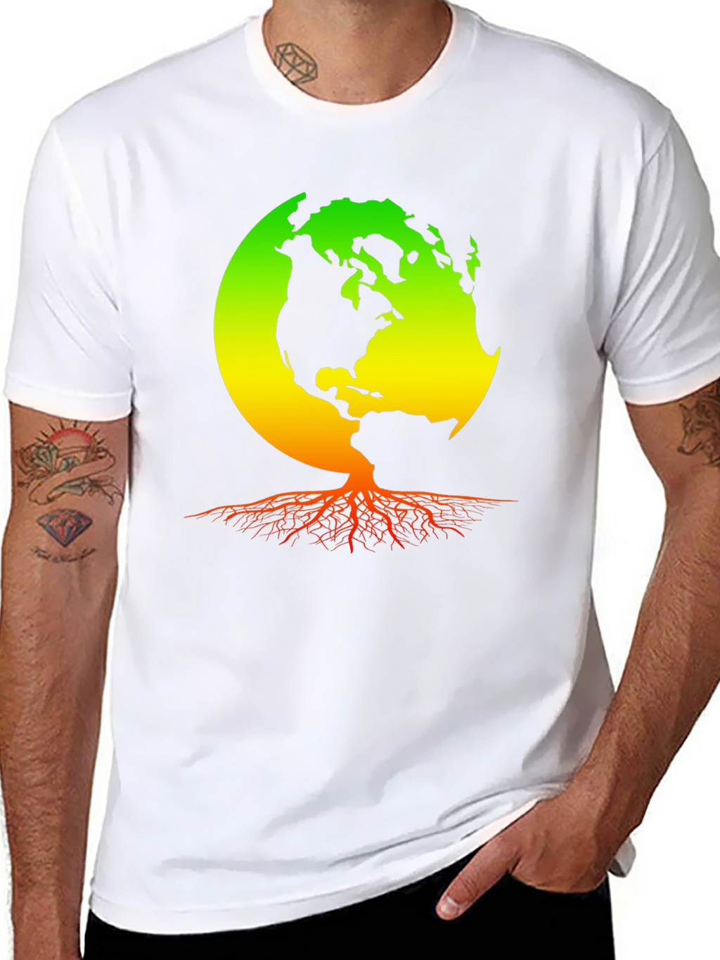 Earth Roots T-Shirt - Rastafarian World Design