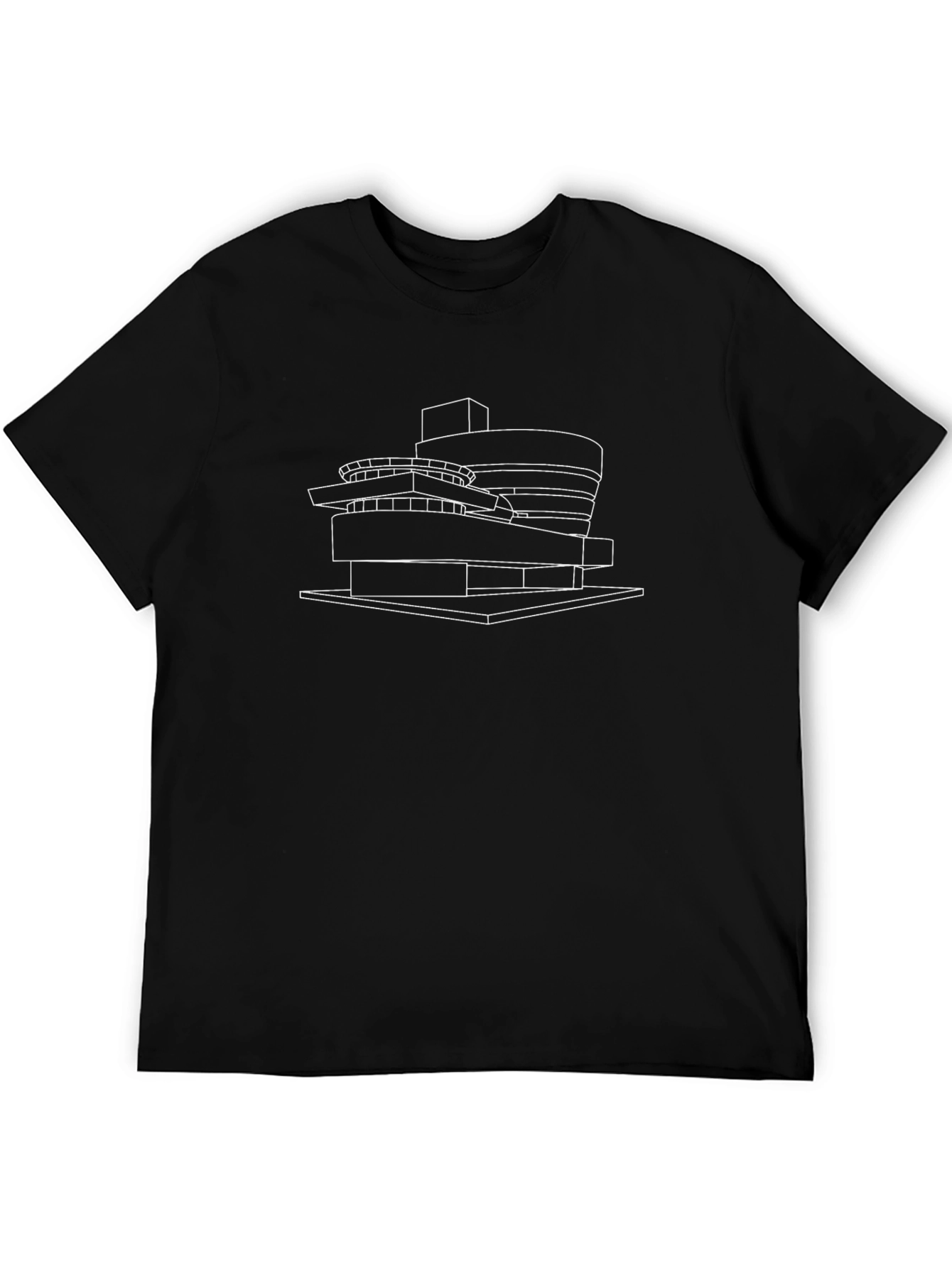 Architectural Line Art T-Shirt - Black