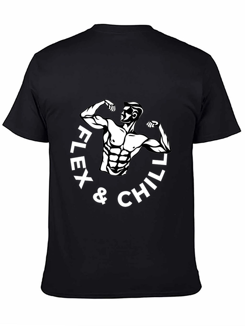 Flex & Chill Black Graphic T-Shirt