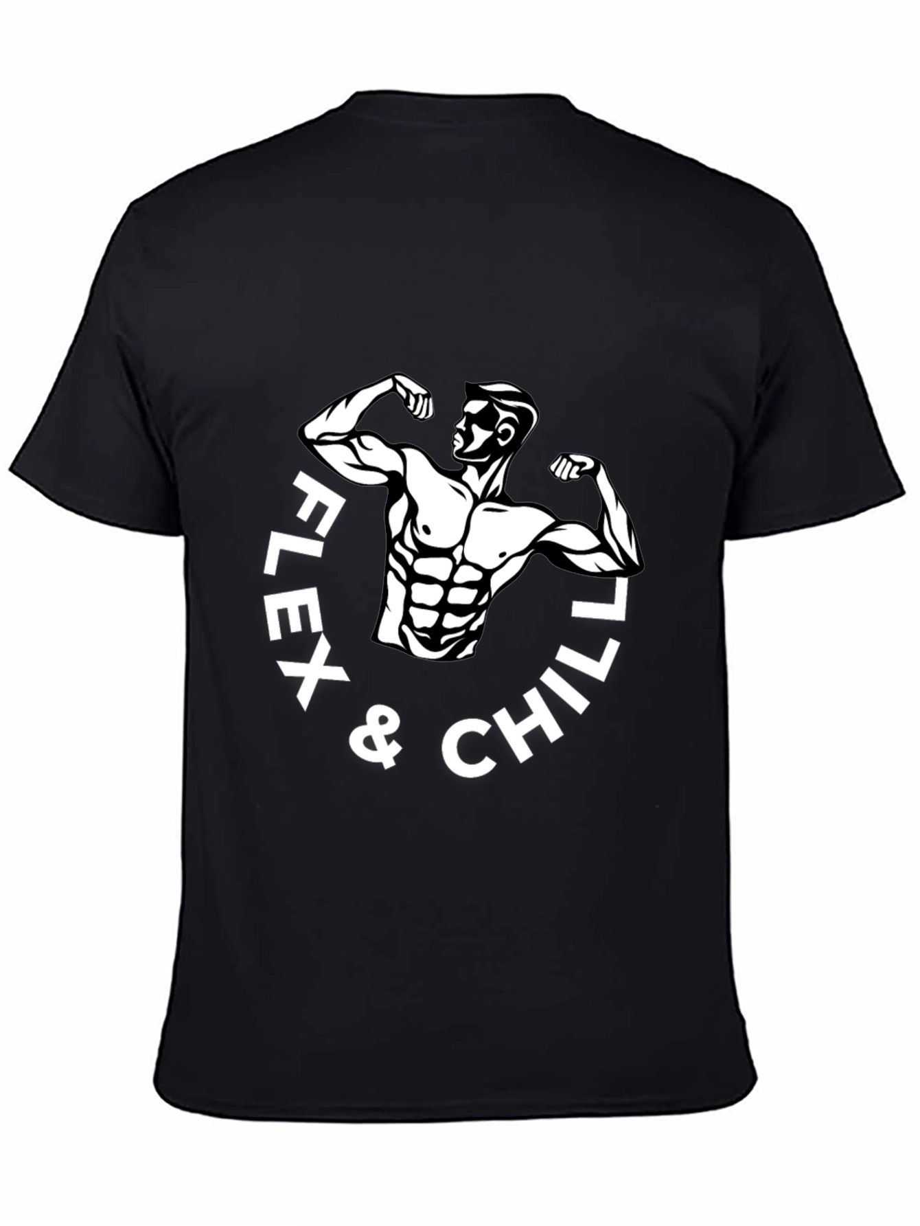 Flex & Chill Black Graphic T-Shirt