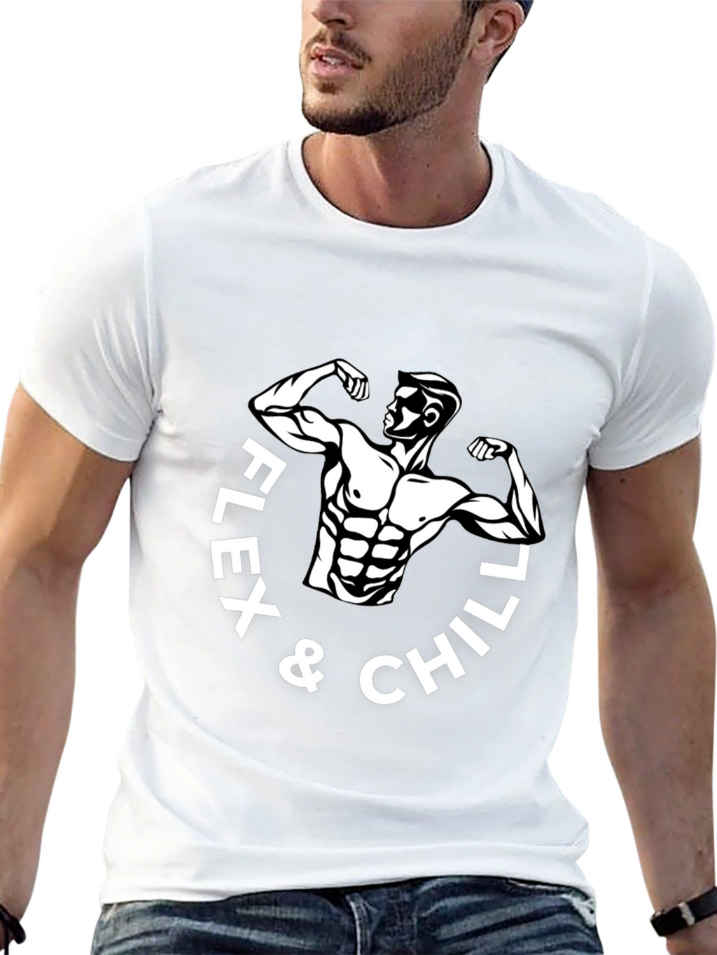 Flex & Chill Black Graphic T-Shirt