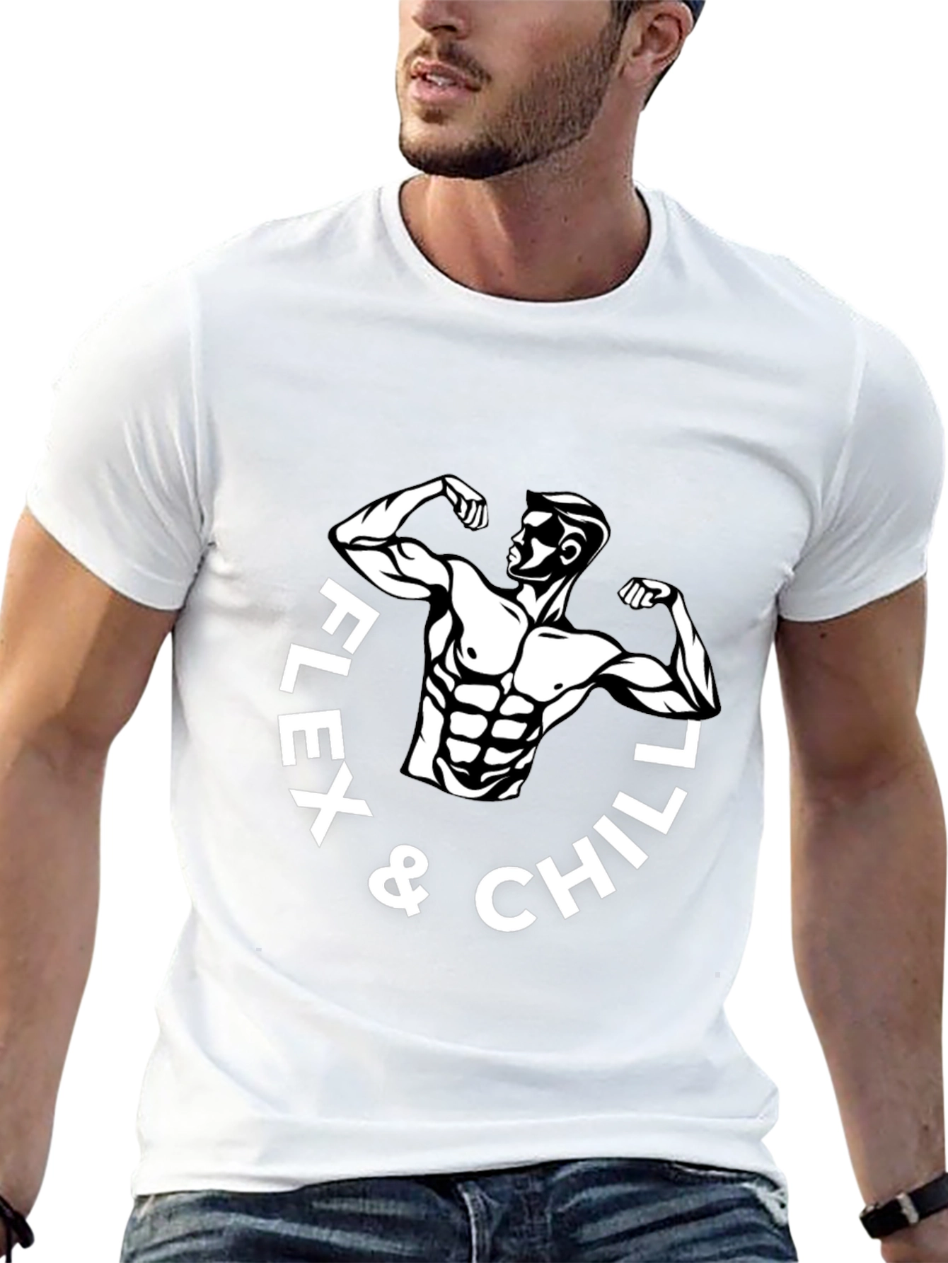 Flex & Chill Black Graphic T-Shirt