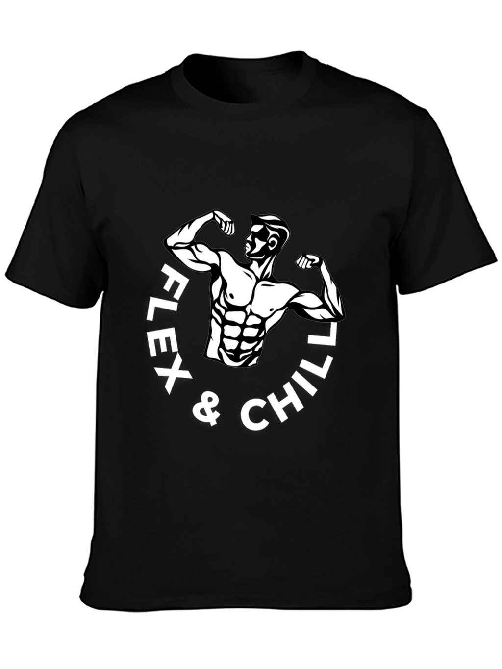 Flex & Chill Black Graphic T-Shirt