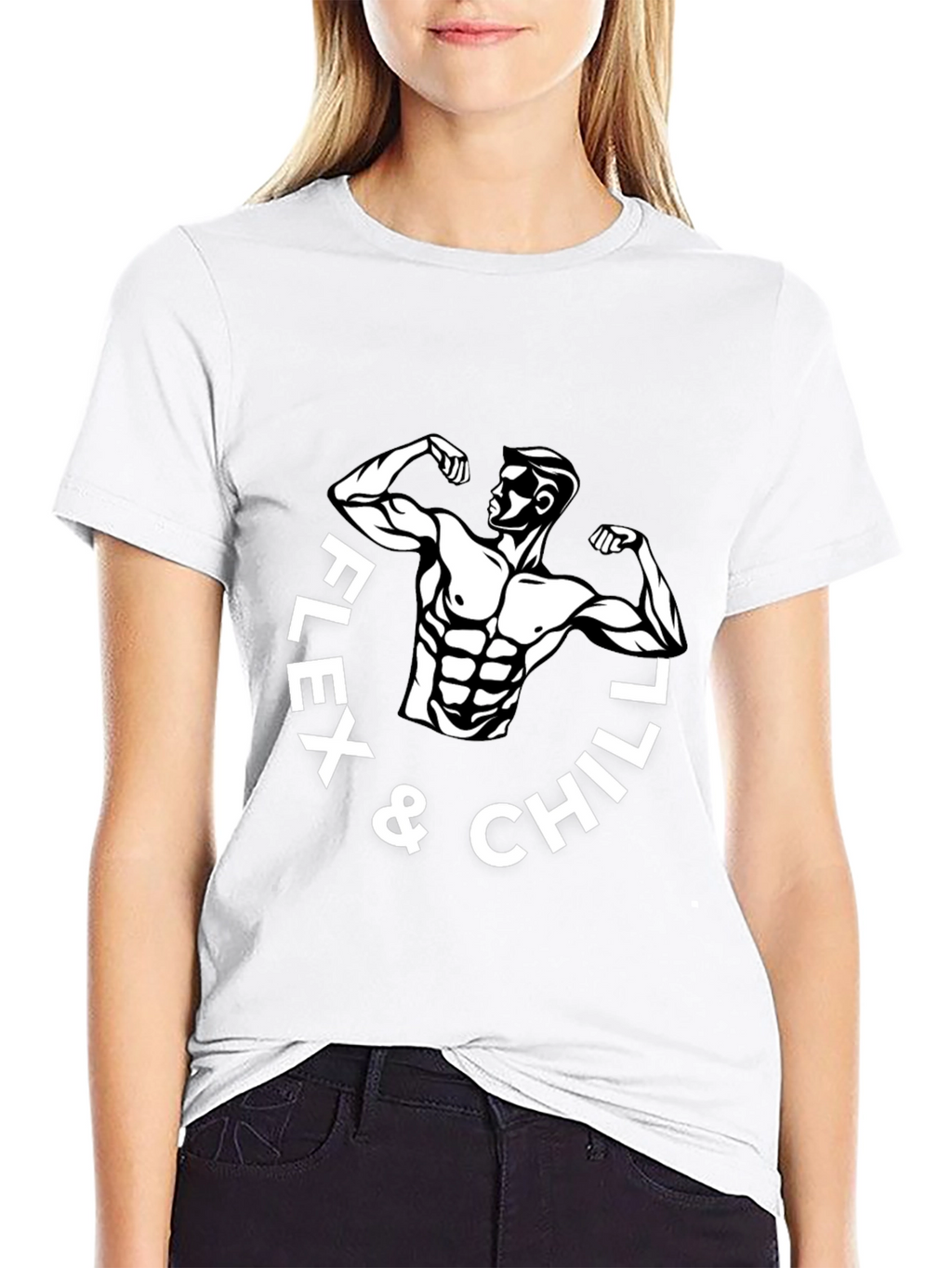 Flex & Chill Black Graphic T-Shirt