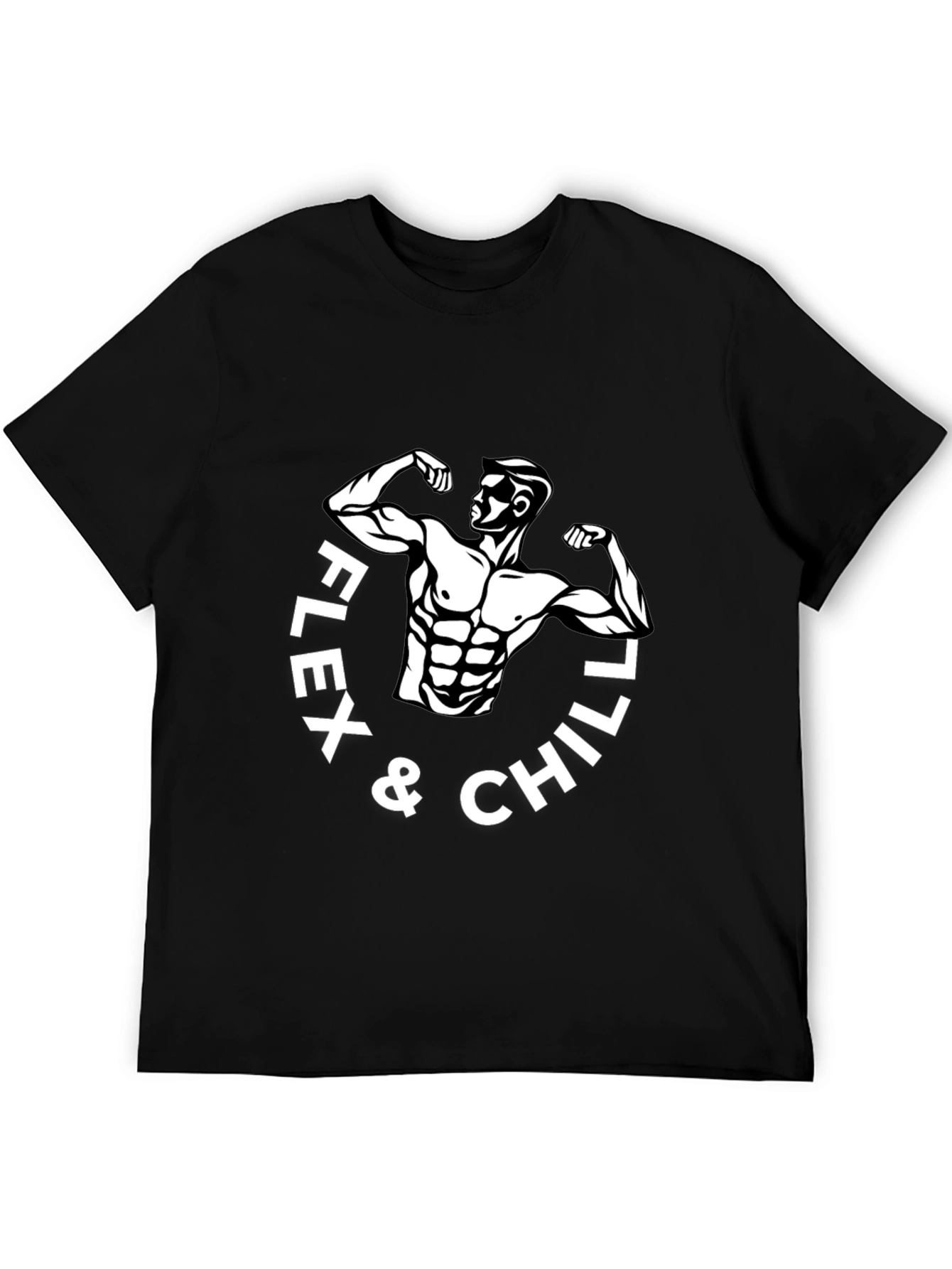 Flex & Chill Black Graphic T-Shirt