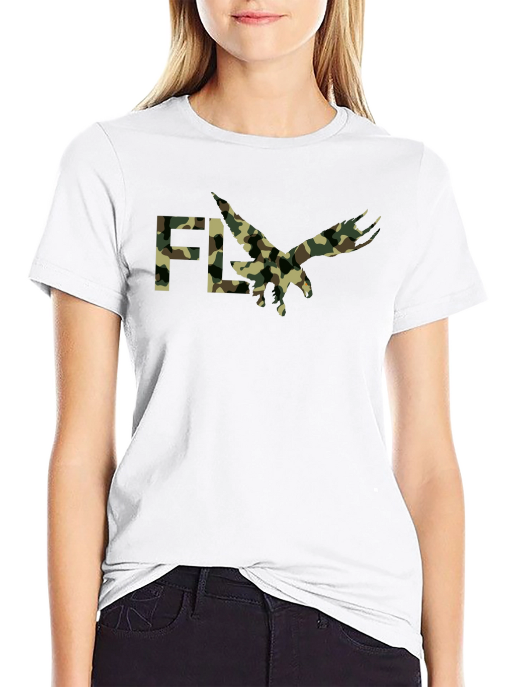 Camouflage FLY Eagle Graphic T-Shirt