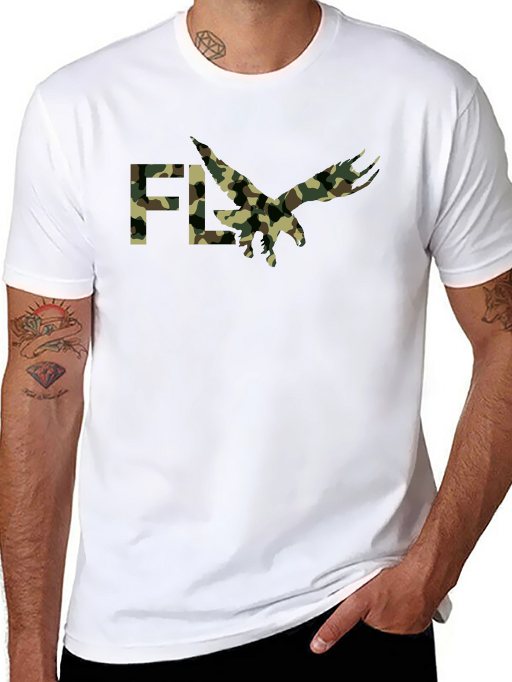 Camouflage FLY Eagle Graphic T-Shirt