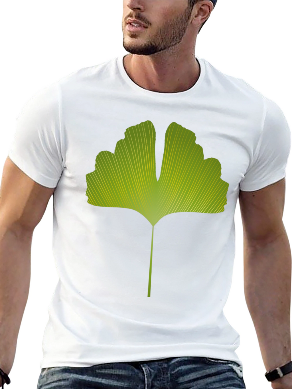 Ginkgo Leaf Graphic Tee - Nature Inspired Black T-Shirt