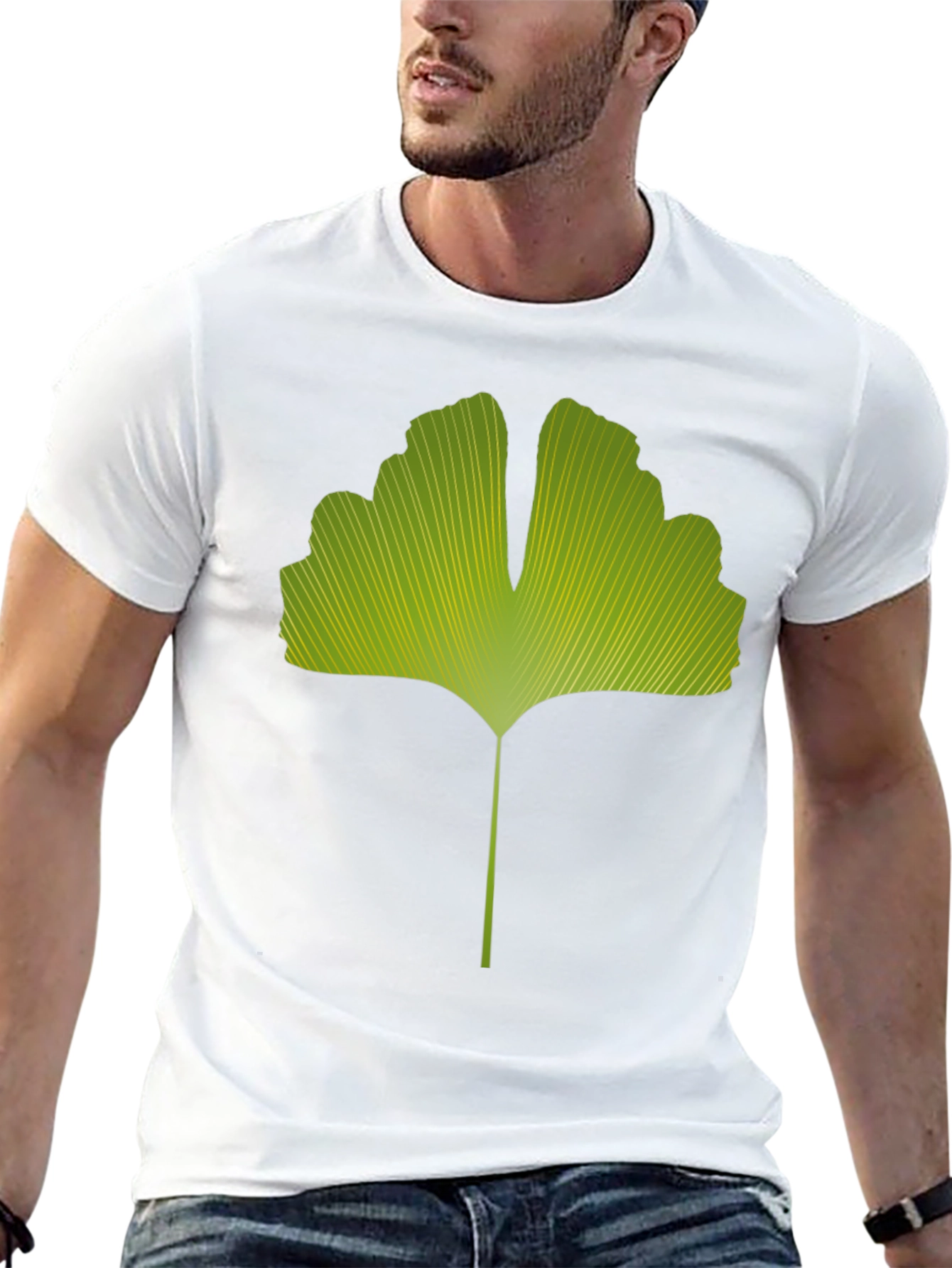 Ginkgo Leaf Graphic Tee - Nature Inspired Black T-Shirt
