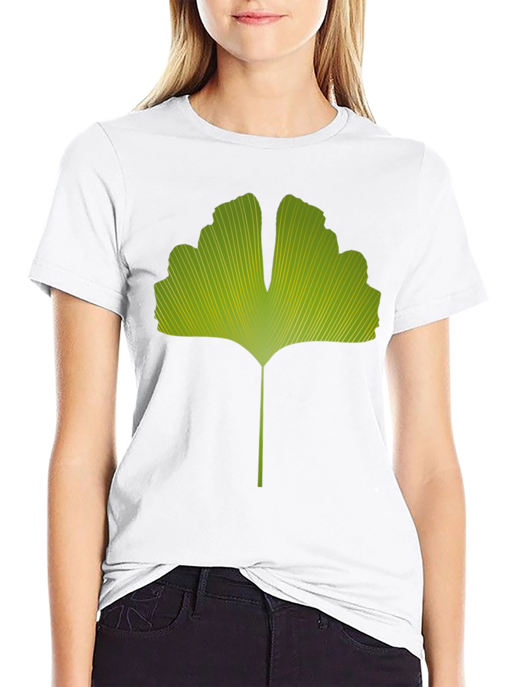 Ginkgo Leaf Graphic Tee - Nature Inspired Black T-Shirt