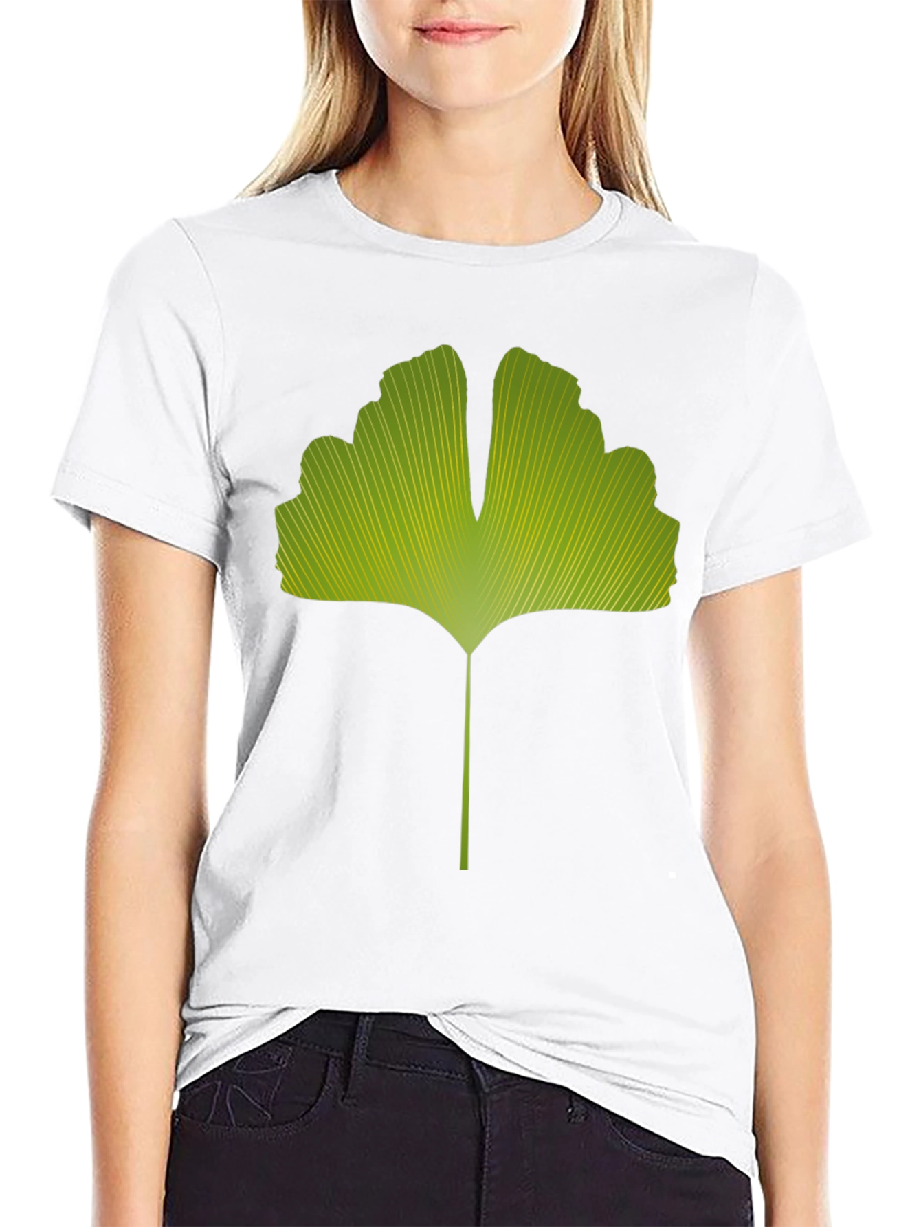 Ginkgo Leaf Graphic Tee - Nature Inspired Black T-Shirt