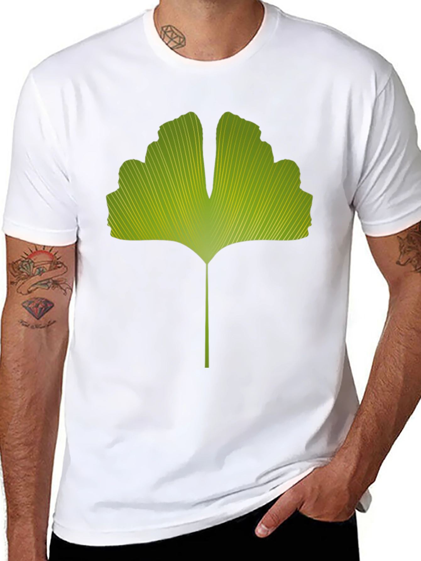 Ginkgo Leaf Graphic Tee - Nature Inspired Black T-Shirt