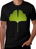 Ginkgo Leaf Graphic Tee - Nature Inspired Black T-Shirt