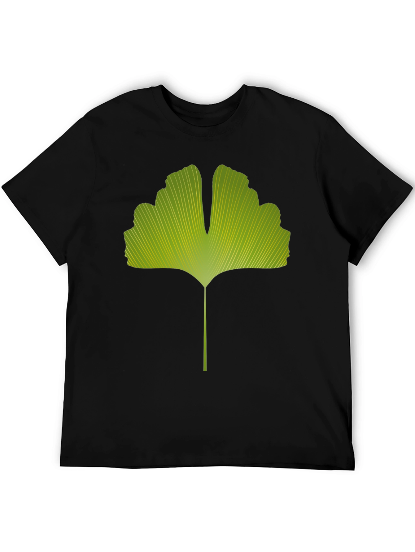 Ginkgo Leaf Graphic Tee - Nature Inspired Black T-Shirt